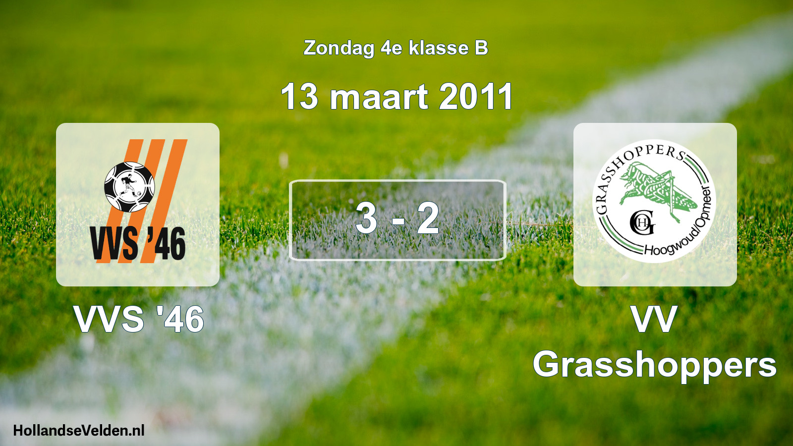 Gespeelde wedstrijd: VVS '46 - VV Grasshoppers 3 - 2 (13 maart 2011)