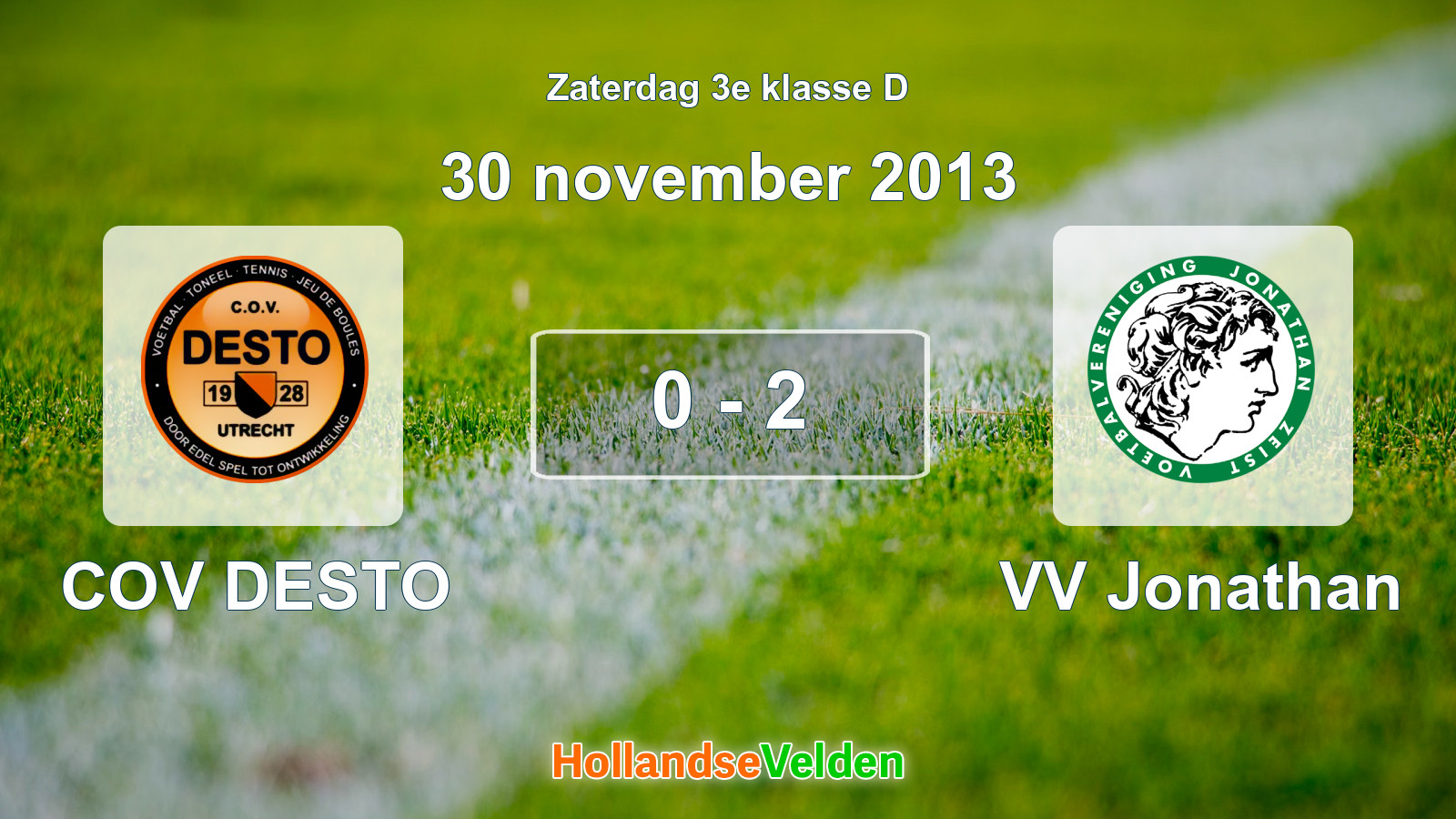 Gespeelde wedstrijd: COV DESTO - VV Jonathan 0 - 2 (30 november 2013)