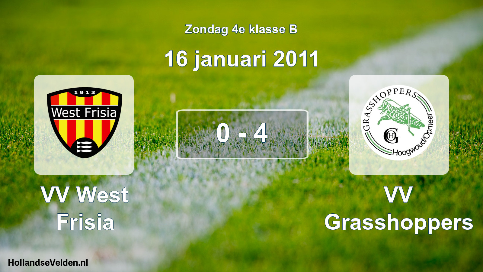 Gespeelde wedstrijd: VV West Frisia - VV Grasshoppers 0 - 4 (16 januari 2011)