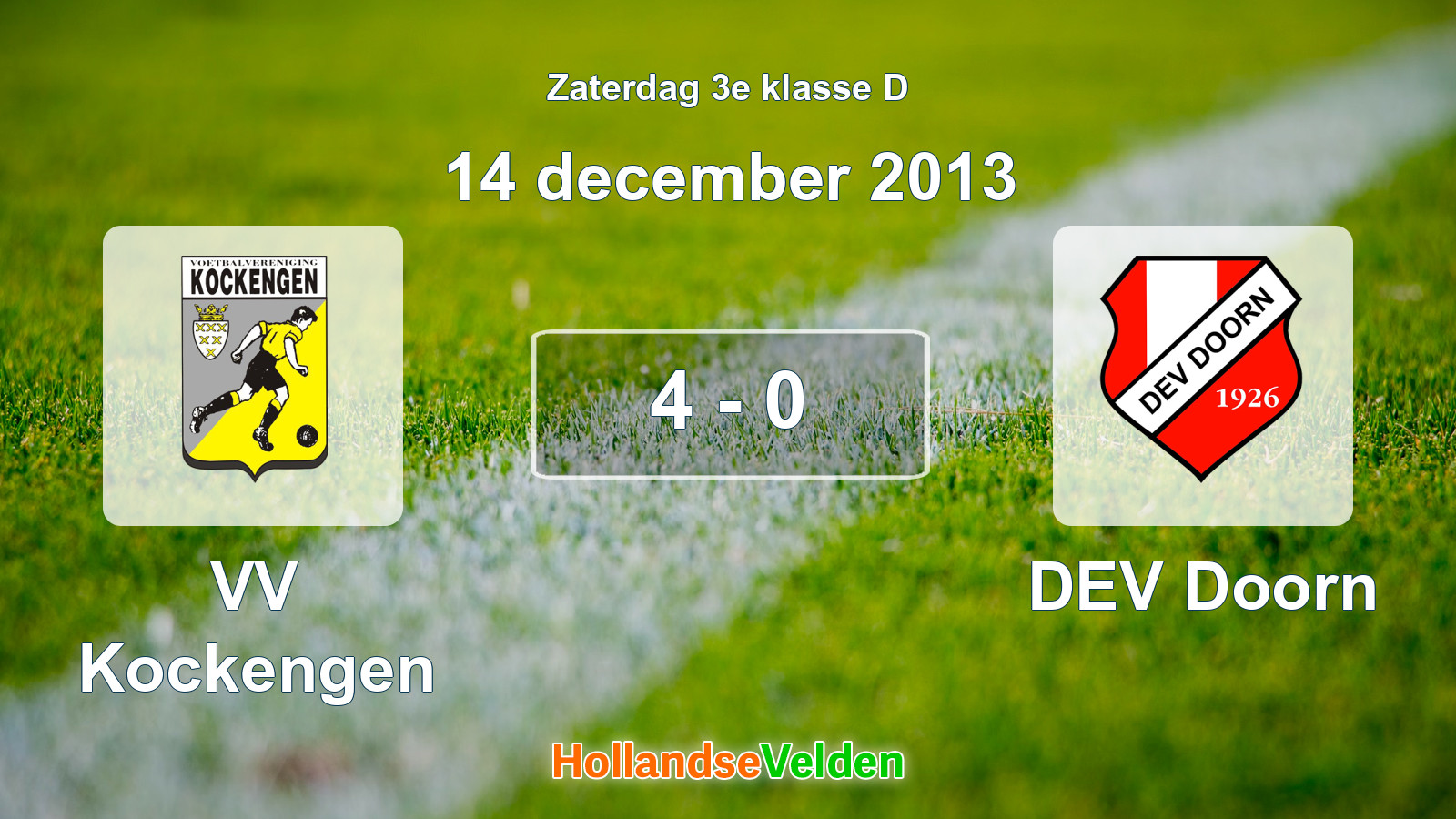Gespeelde wedstrijd: VV Kockengen - DEV Doorn 4 - 0 (14 december 2013)