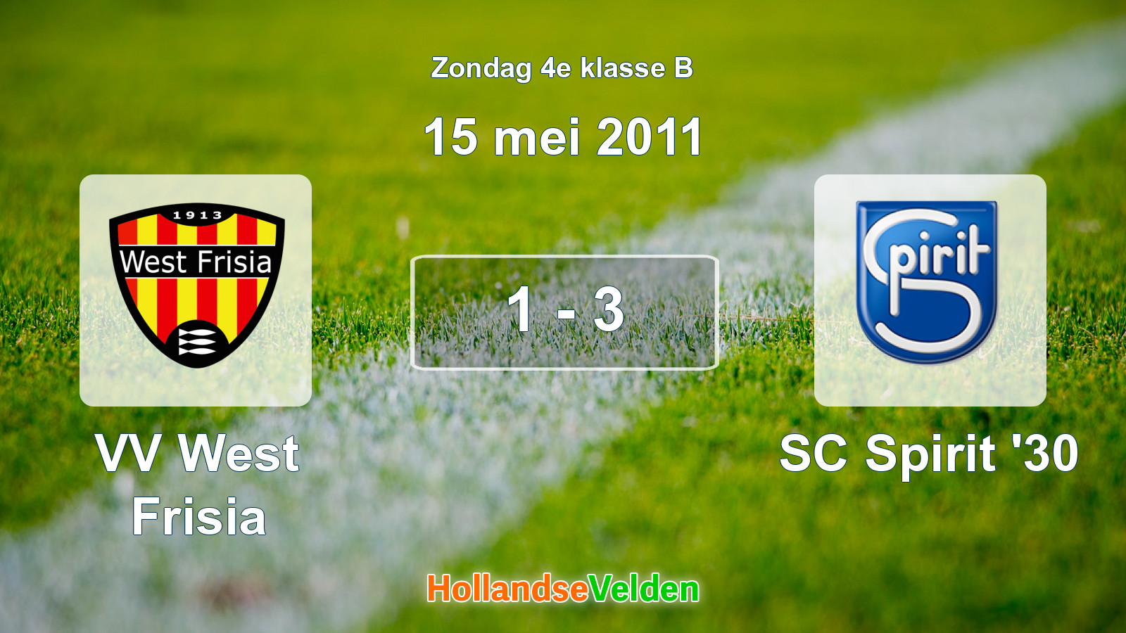 Gespeelde wedstrijd: VV West Frisia - SC Spirit '30 1 - 3 (15 mei 2011)