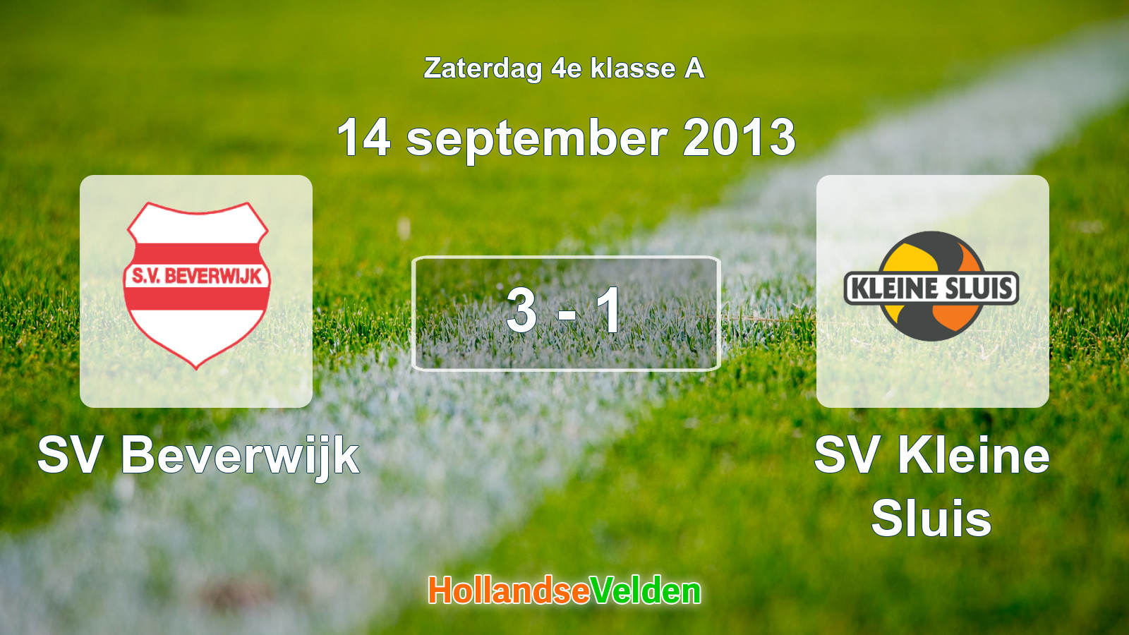 Gespeelde wedstrijd: SV Beverwijk - SV Kleine Sluis 3 - 1 (14 september 2013)