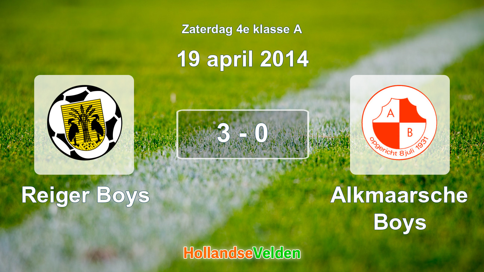 Gespeelde wedstrijd: Reiger Boys - Alkmaarsche Boys 3 - 0 (19 april 2014)