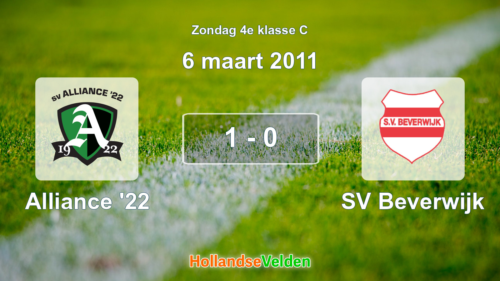 Gespeelde wedstrijd: Alliance '22 - SV Beverwijk 1 - 0 (6 maart 2011)
