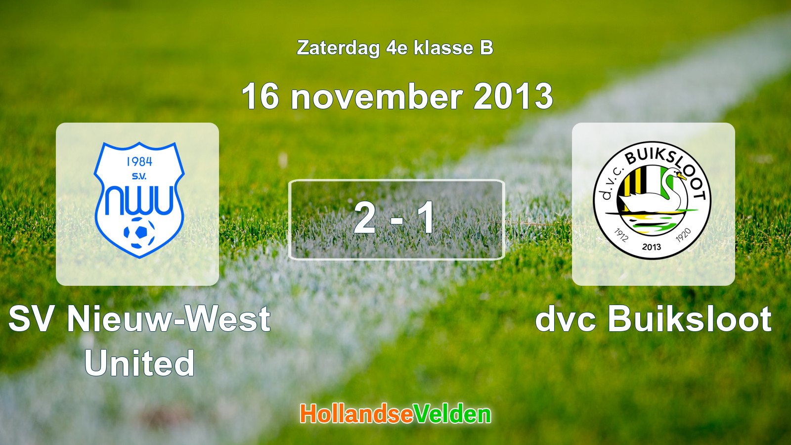 Gespeelde wedstrijd: SV Nieuw-West United - dvc Buiksloot 2 - 1 (16 november 2013)