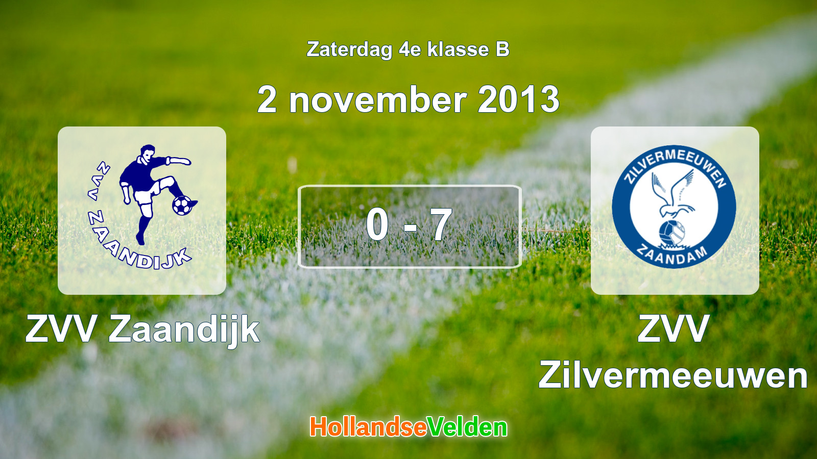 Gespeelde wedstrijd: ZVV Zaandijk - ZVV Zilvermeeuwen 0 - 7 (2 november 2013)
