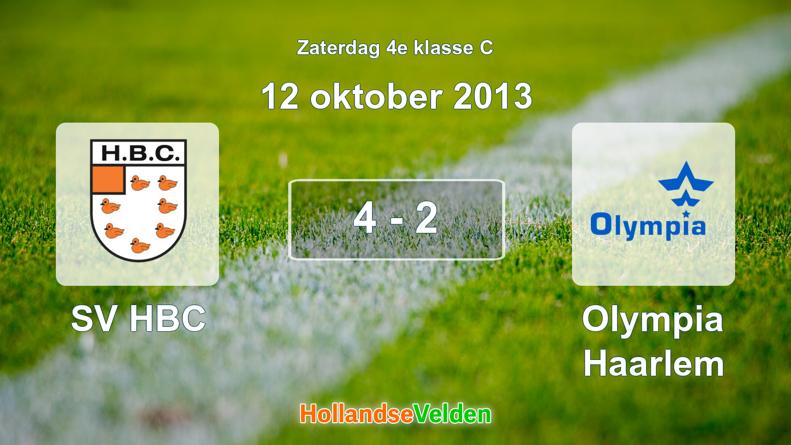 Gespeelde wedstrijd: SV HBC - Olympia Haarlem 4 - 2 (12 oktober 2013)