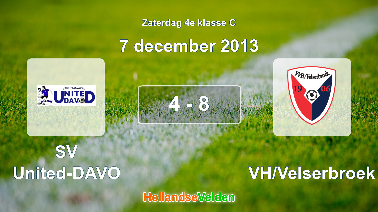 Gespeelde wedstrijd: SV United-DAVO - VVH/Velserbroek 4 - 8 (7 december 2013)