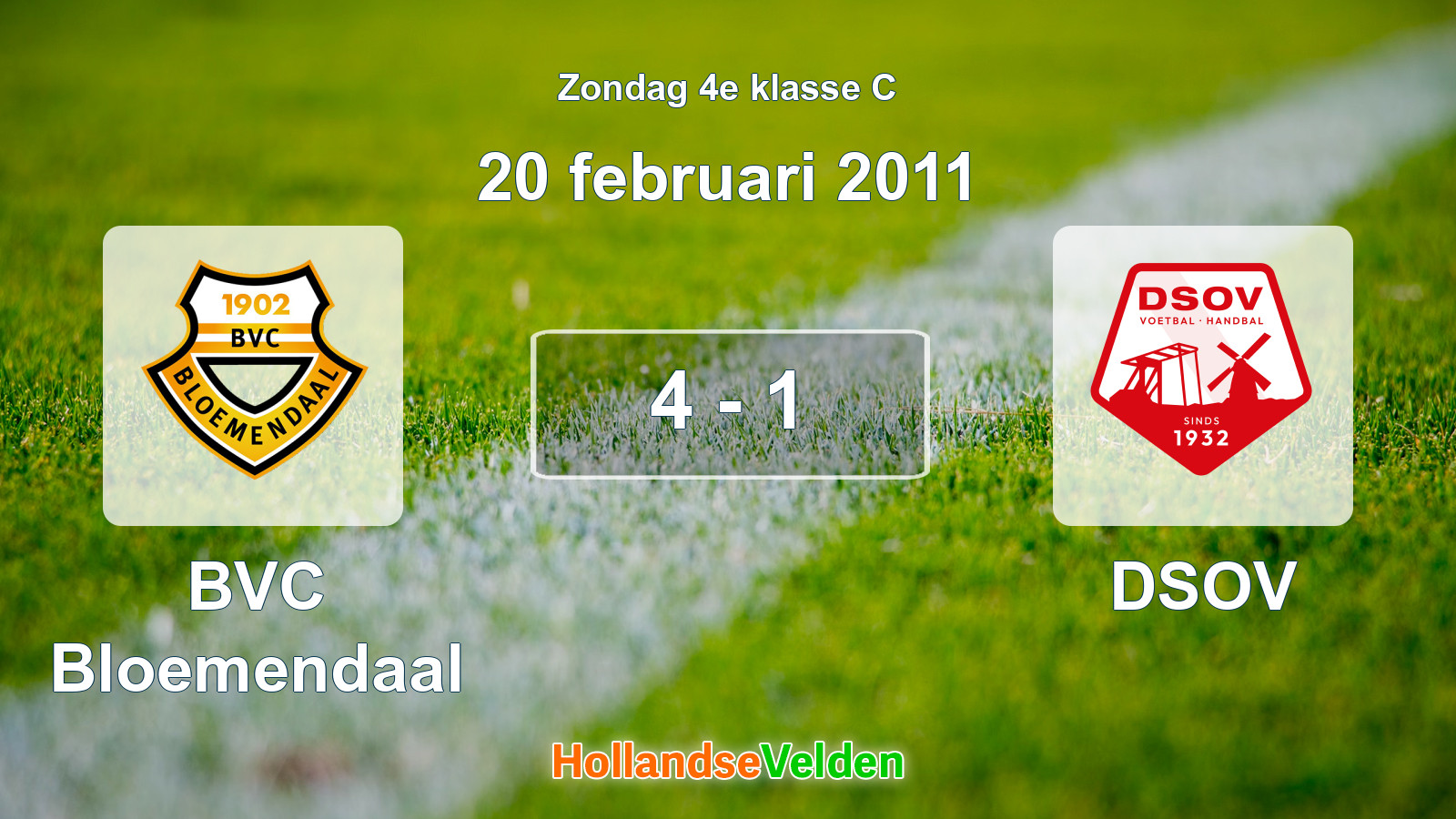 Gespeelde wedstrijd: BVC Bloemendaal - DSOV 4 - 1 (20 februari 2011)