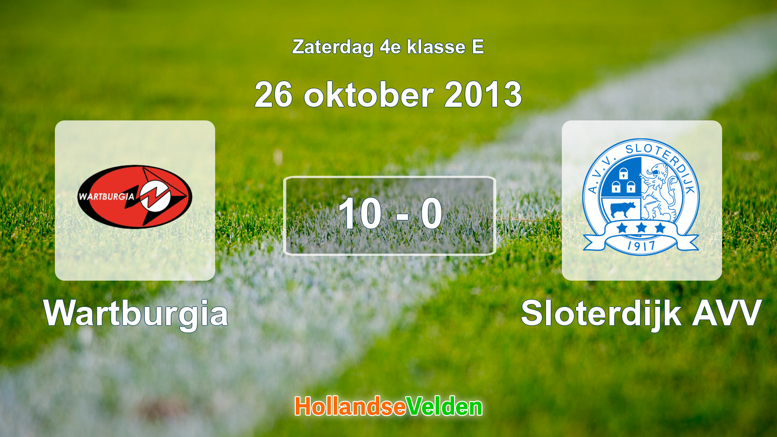 Gespeelde wedstrijd: Wartburgia - Sloterdijk AVV 10 - 0 (26 oktober 2013)