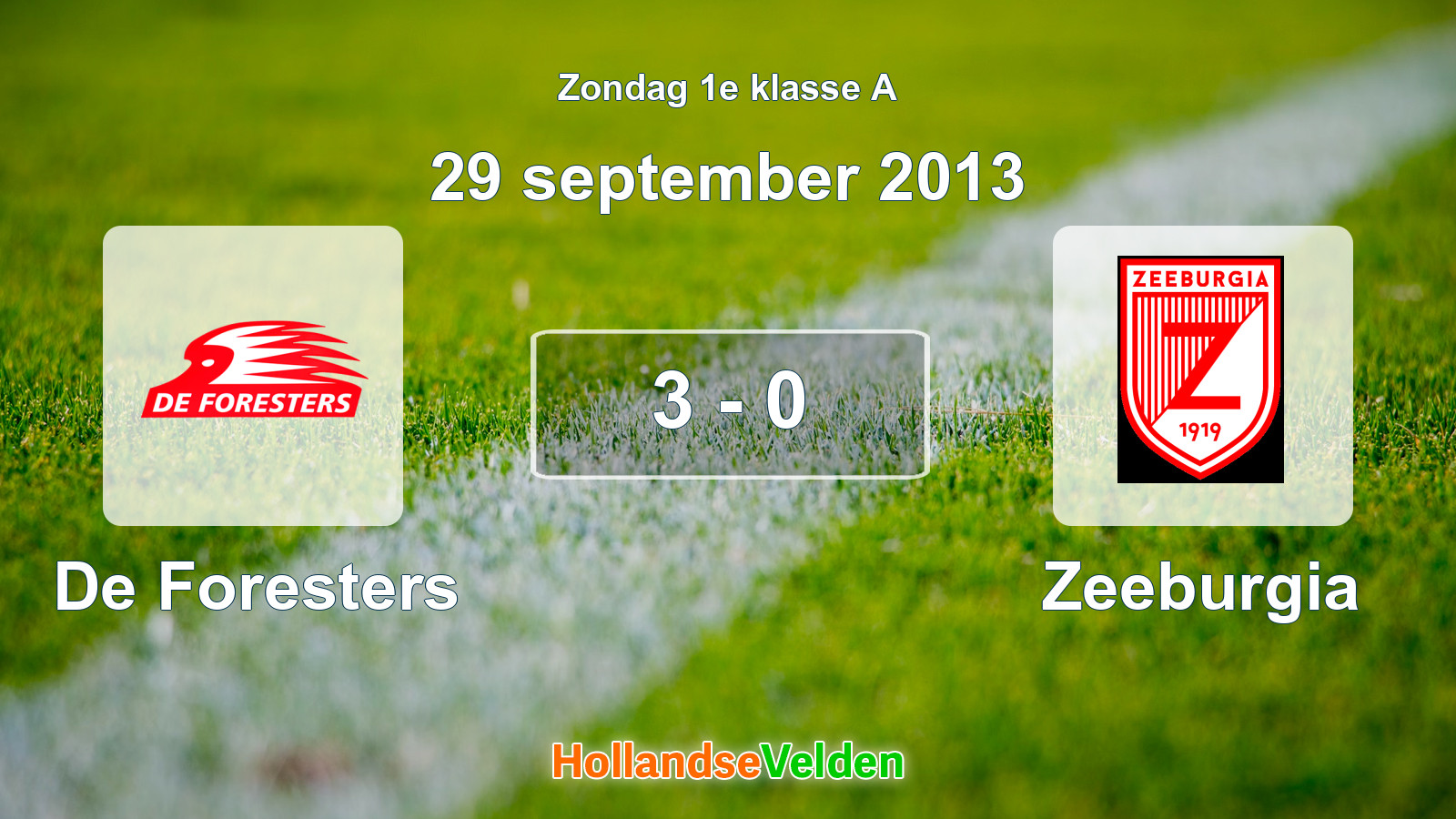 Gespeelde wedstrijd: De Foresters - Zeeburgia 3 - 0 (29 september 2013)