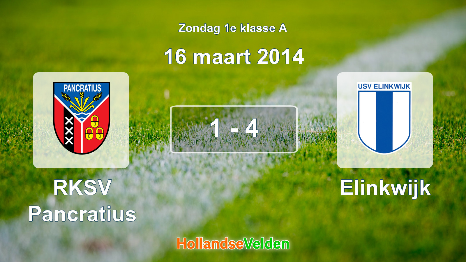 Gespeelde wedstrijd: RKSV Pancratius - Elinkwijk 1 - 4 (16 maart 2014)