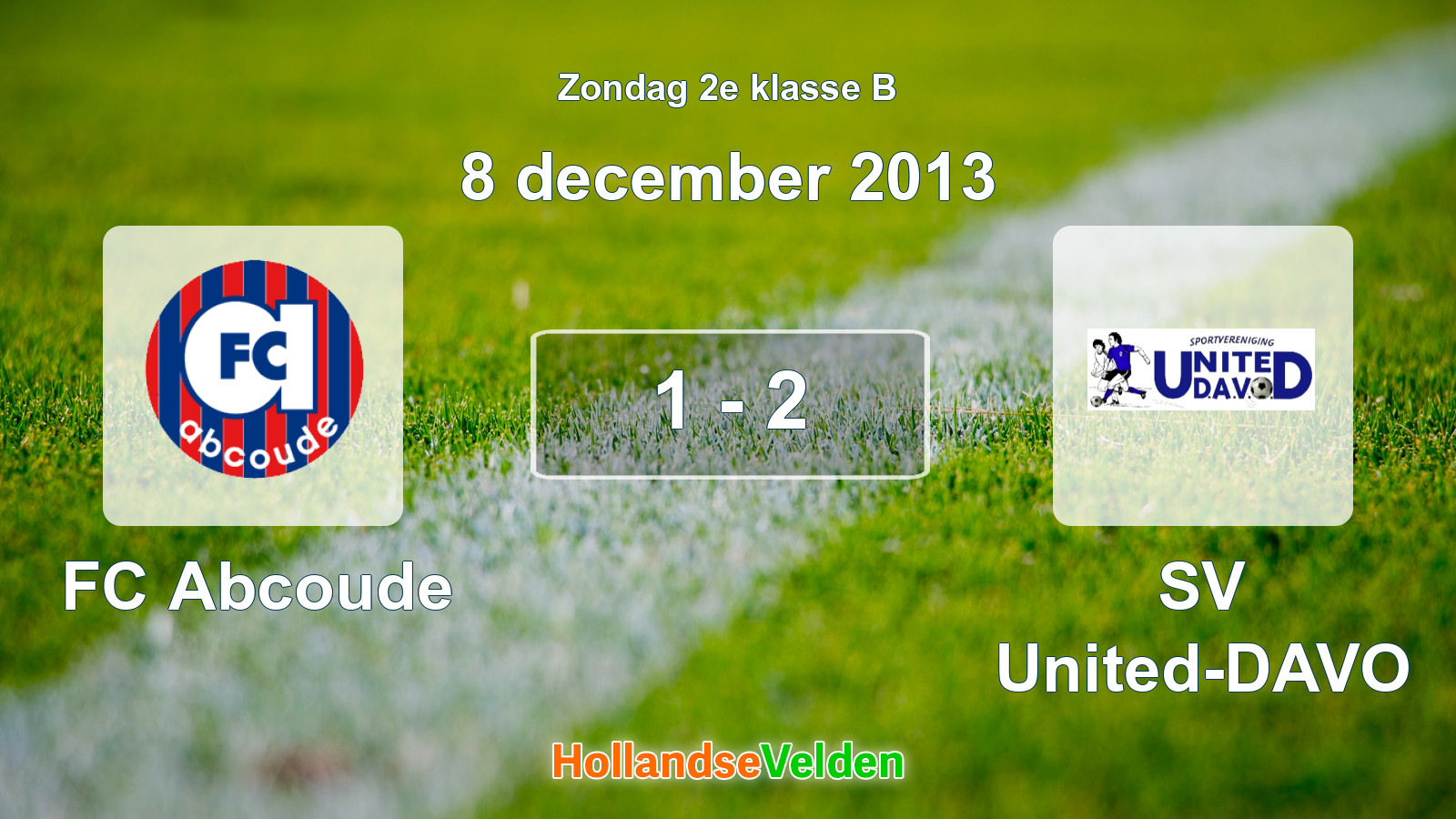 Gespeelde wedstrijd: FC Abcoude - SV United-DAVO 1 - 2 (8 december 2013)