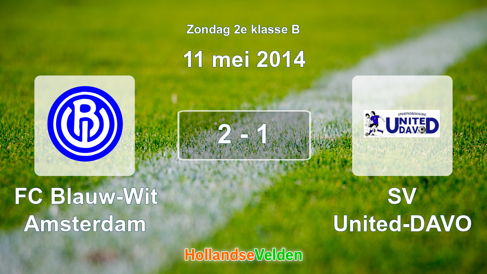 Gespeelde wedstrijd: FC Blauw-Wit Amsterdam - SV United-DAVO 2 - 1 (11 mei 2014)