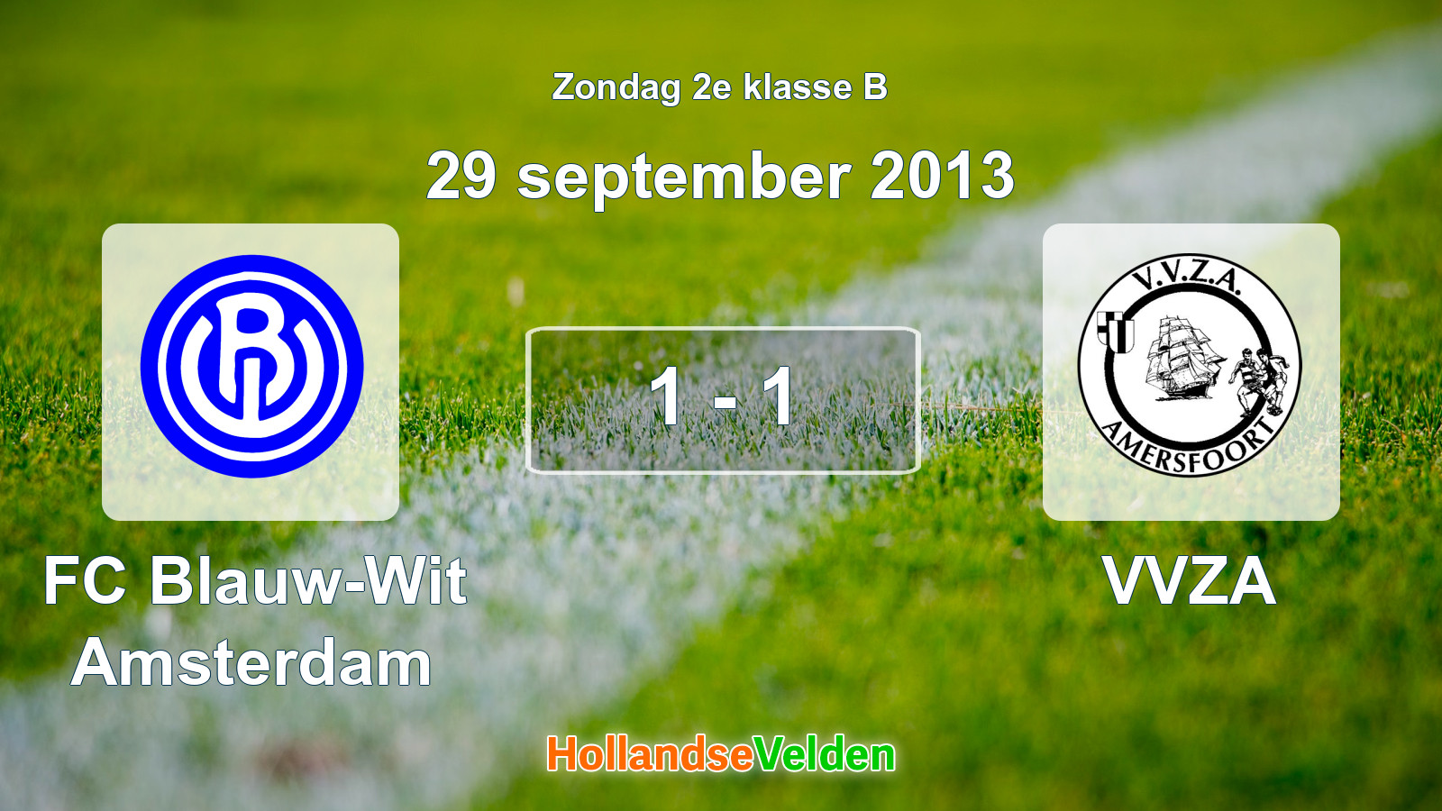 Gespeelde wedstrijd: FC Blauw-Wit Amsterdam - VVZA 1 - 1 (29 september 2013)