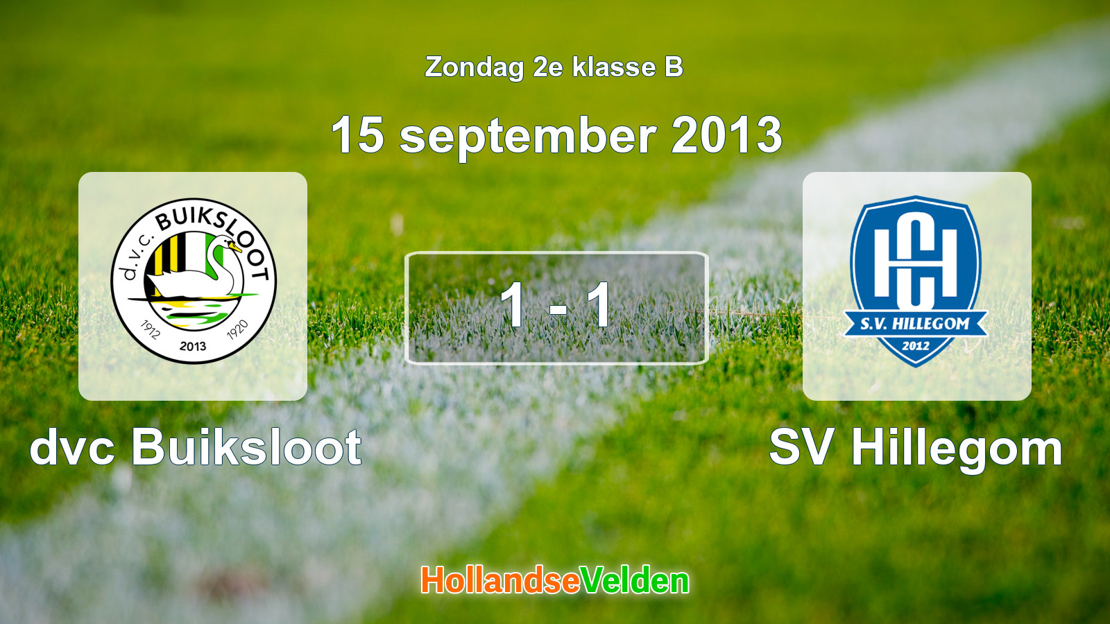 Gespeelde wedstrijd: dvc Buiksloot - SV Hillegom 1 - 1 (15 september 2013)