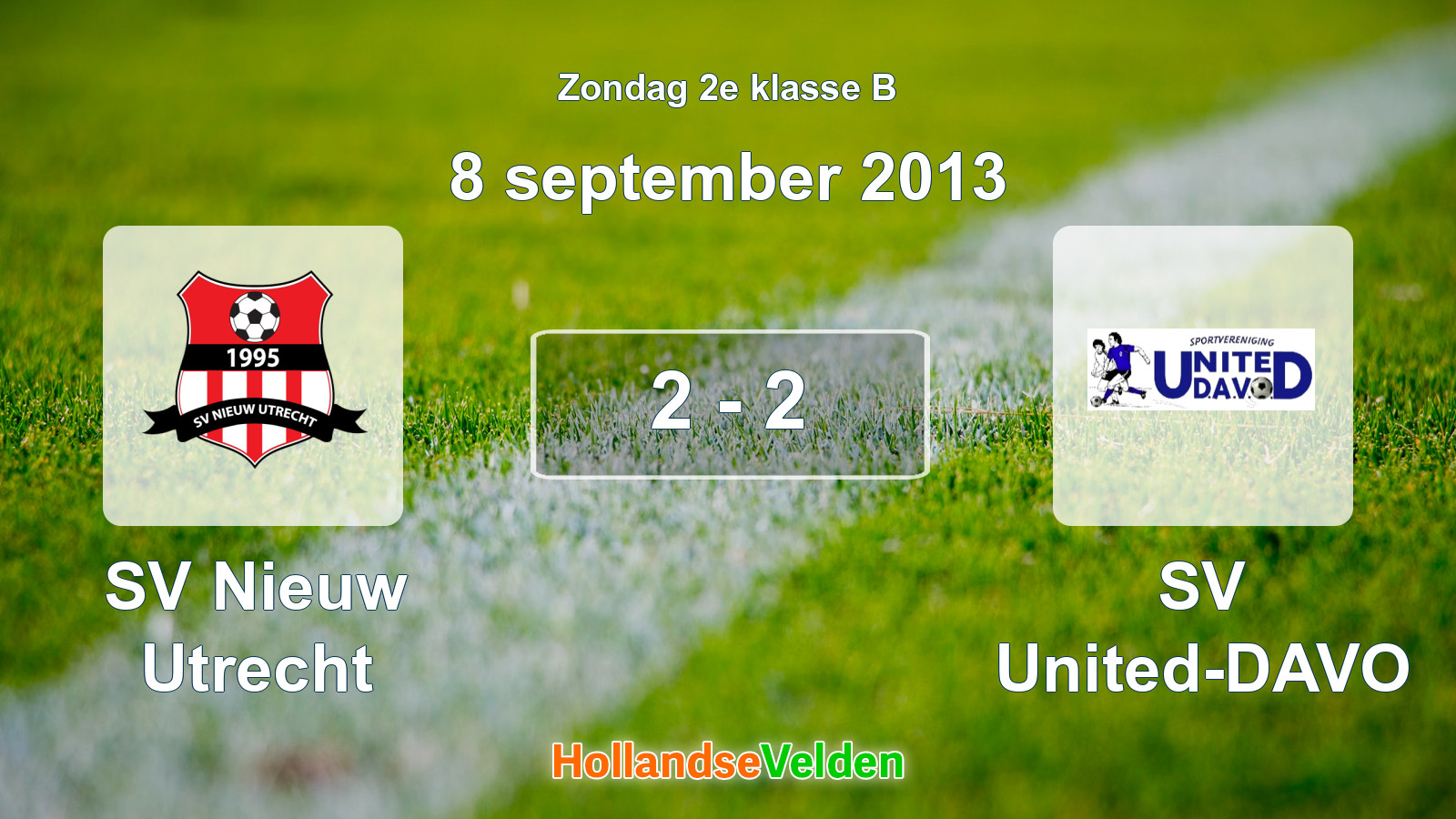 Gespeelde wedstrijd: SV Nieuw Utrecht - SV United-DAVO 2 - 2 (8 september 2013)