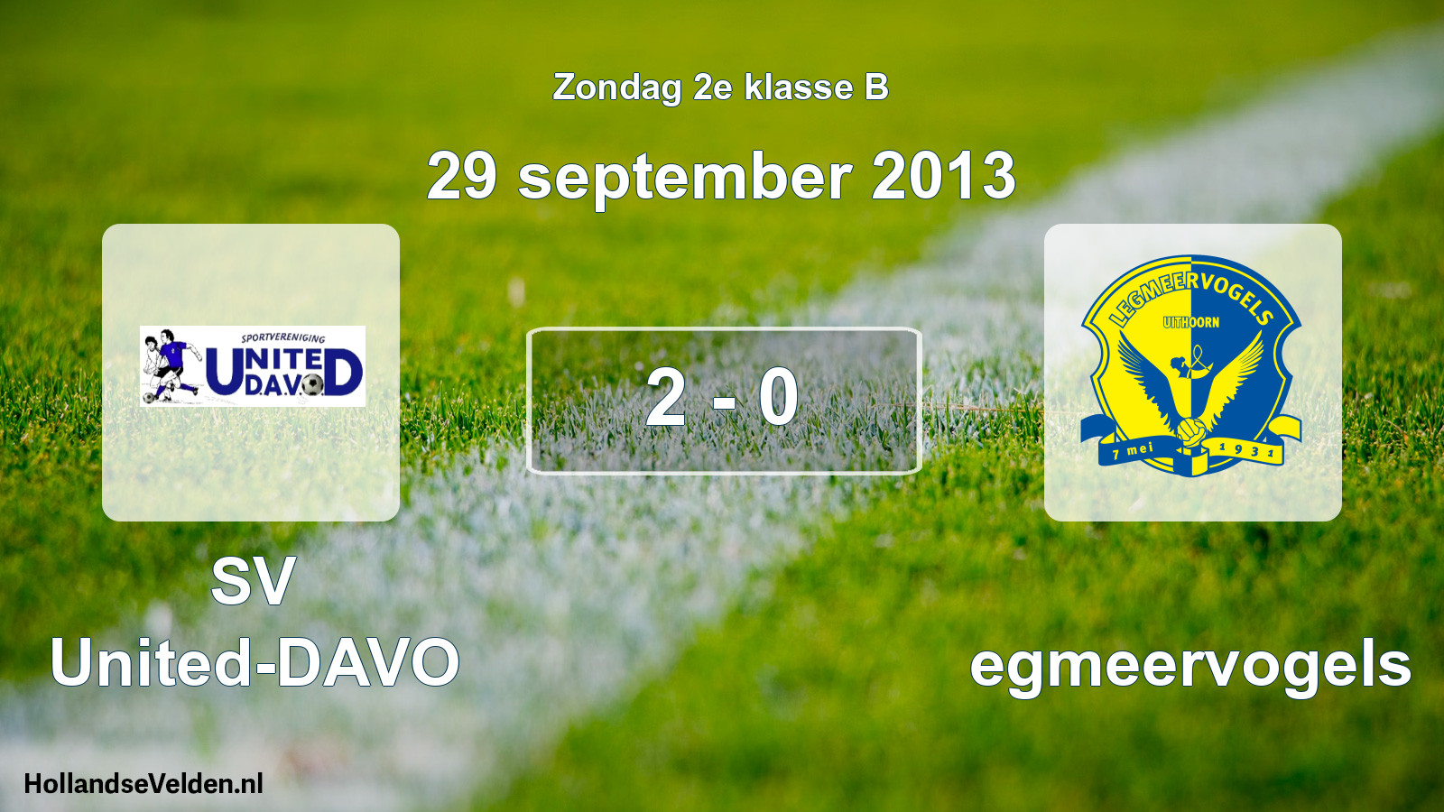 Gespeelde wedstrijd: SV United-DAVO - Legmeervogels 2 - 0 (29 september 2013)