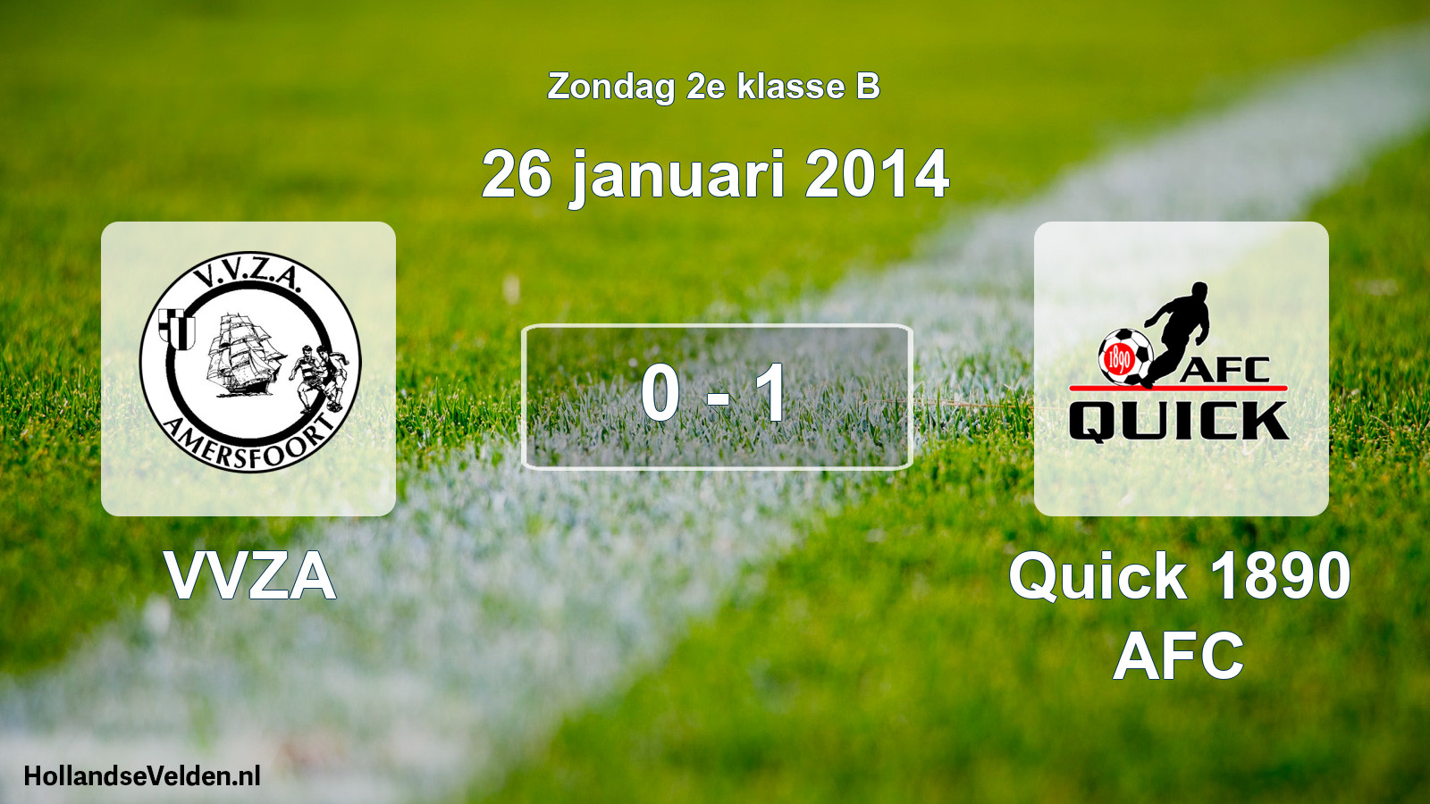 Gespeelde wedstrijd: VVZA - Quick 1890 AFC 0 - 1 (26 januari 2014)