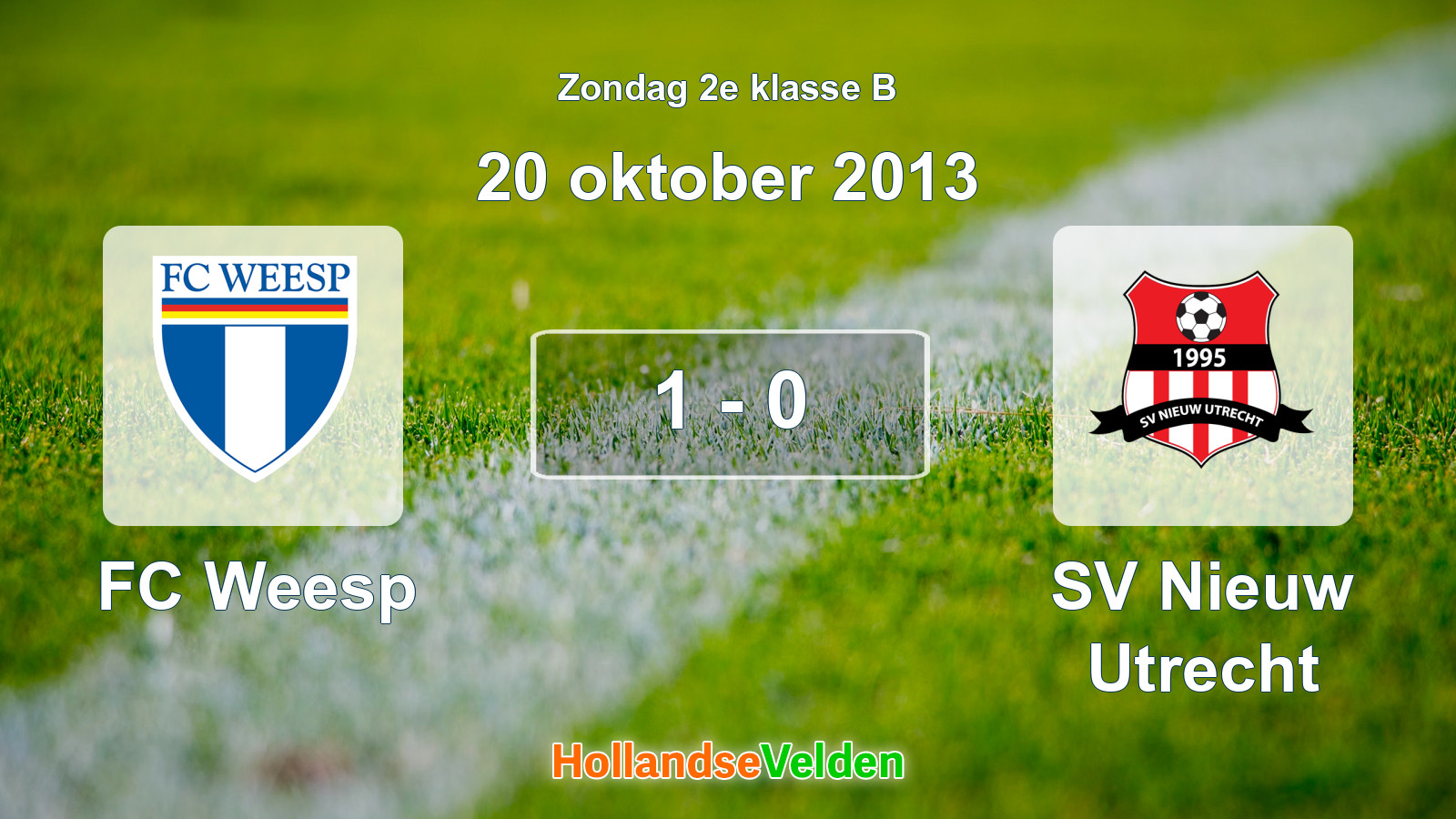 Gespeelde wedstrijd: FC Weesp - SV Nieuw Utrecht 1 - 0 (20 oktober 2013)
