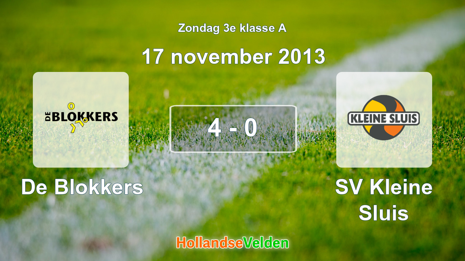 Gespeelde wedstrijd: De Blokkers - SV Kleine Sluis 4 - 0 (17 november 2013)