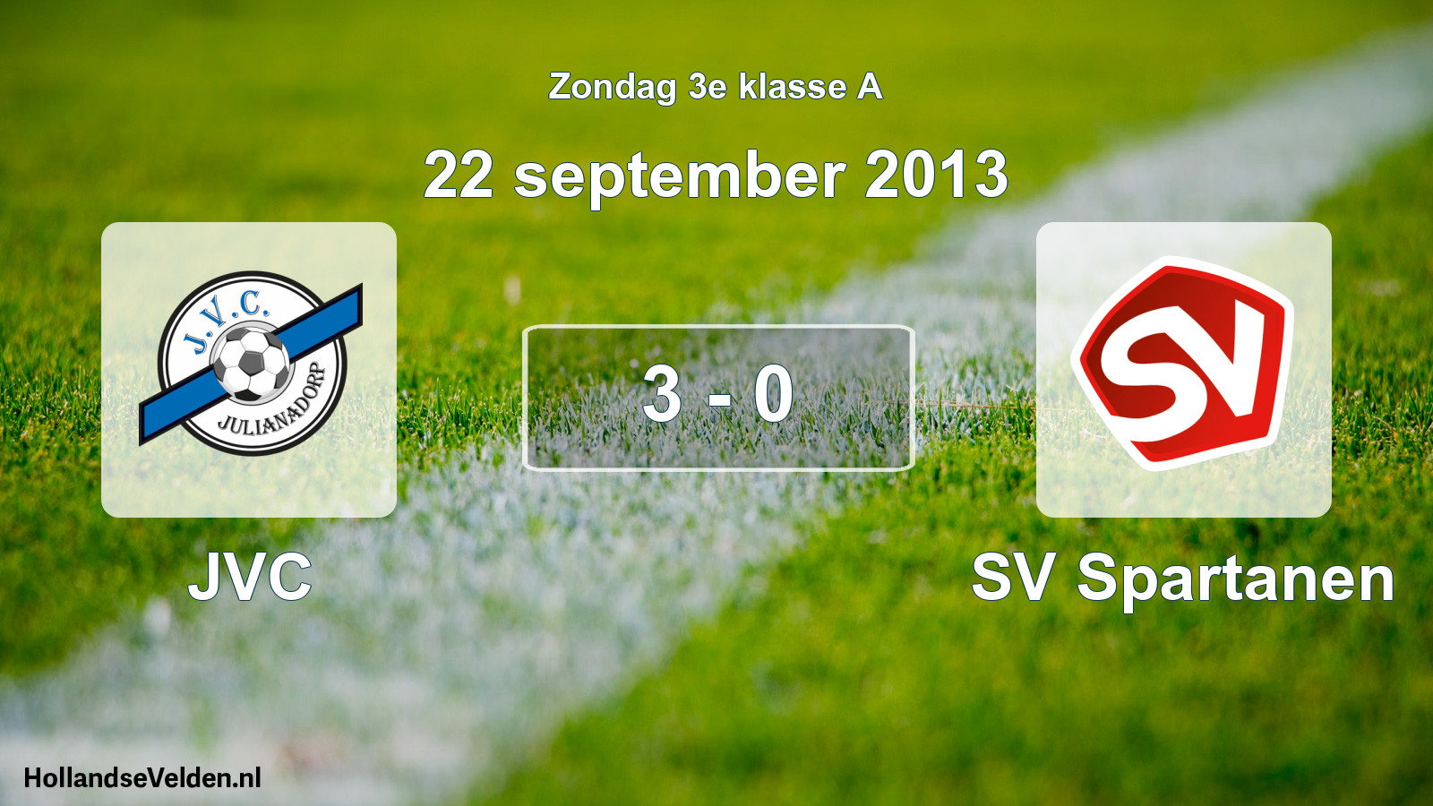 Gespeelde wedstrijd: JVC - SV Spartanen 3 - 0 (22 september 2013)