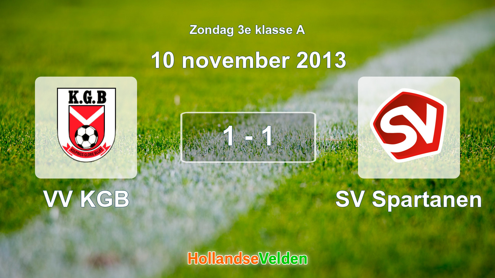 Gespeelde wedstrijd: VV KGB - SV Spartanen 1 - 1 (10 november 2013)