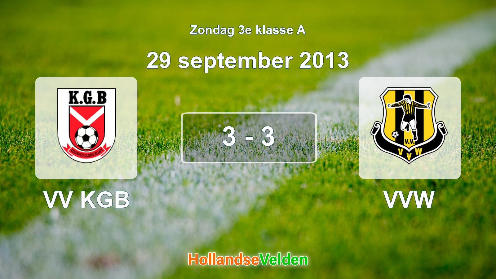 Gespeelde wedstrijd: VV KGB - VVW 3 - 3 (29 september 2013)
