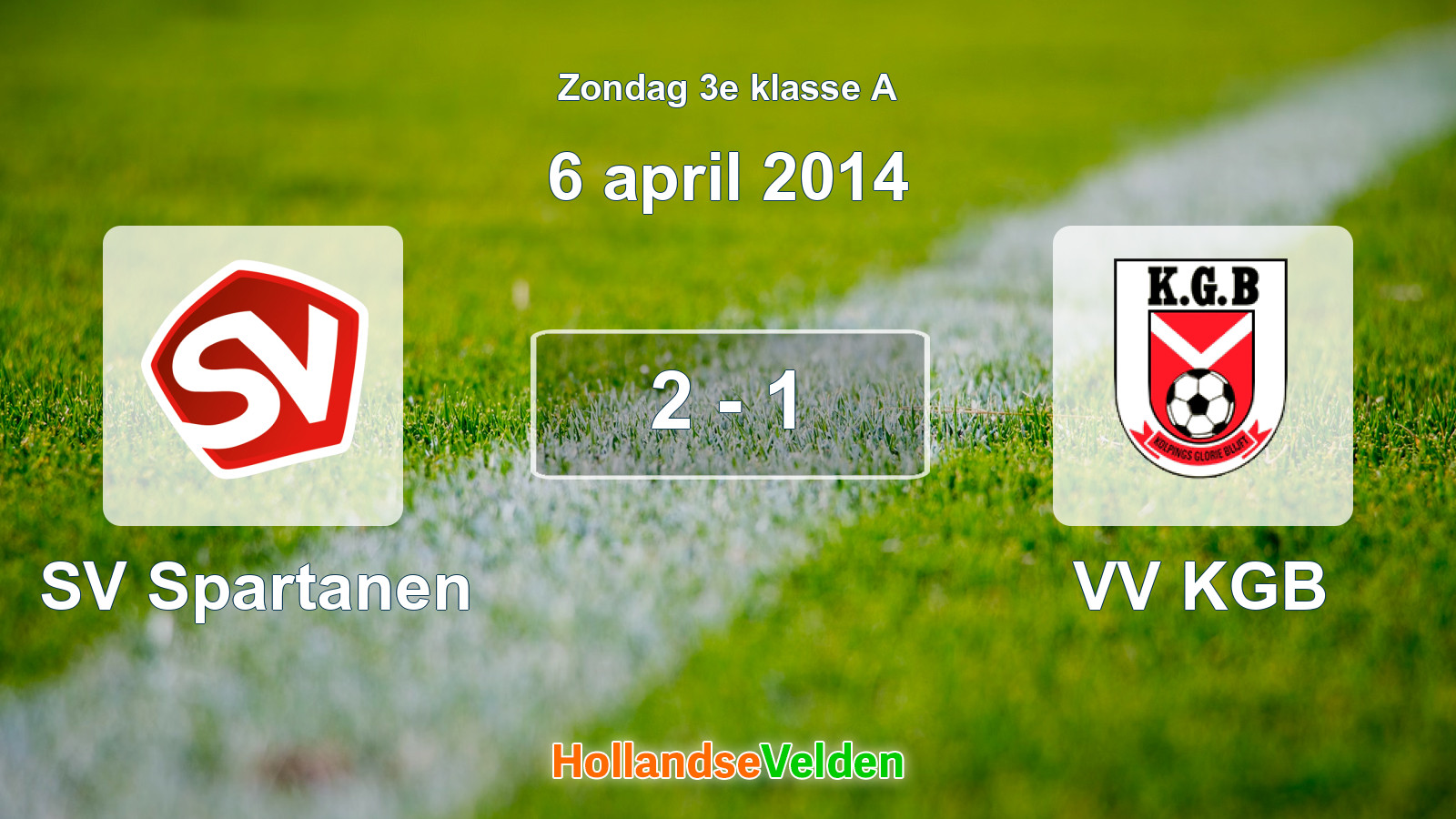 Gespeelde wedstrijd: SV Spartanen - VV KGB 2 - 1 (6 april 2014)