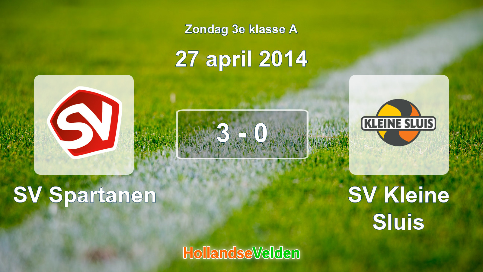 Gespeelde wedstrijd: SV Spartanen - SV Kleine Sluis 3 - 0 (27 april 2014)