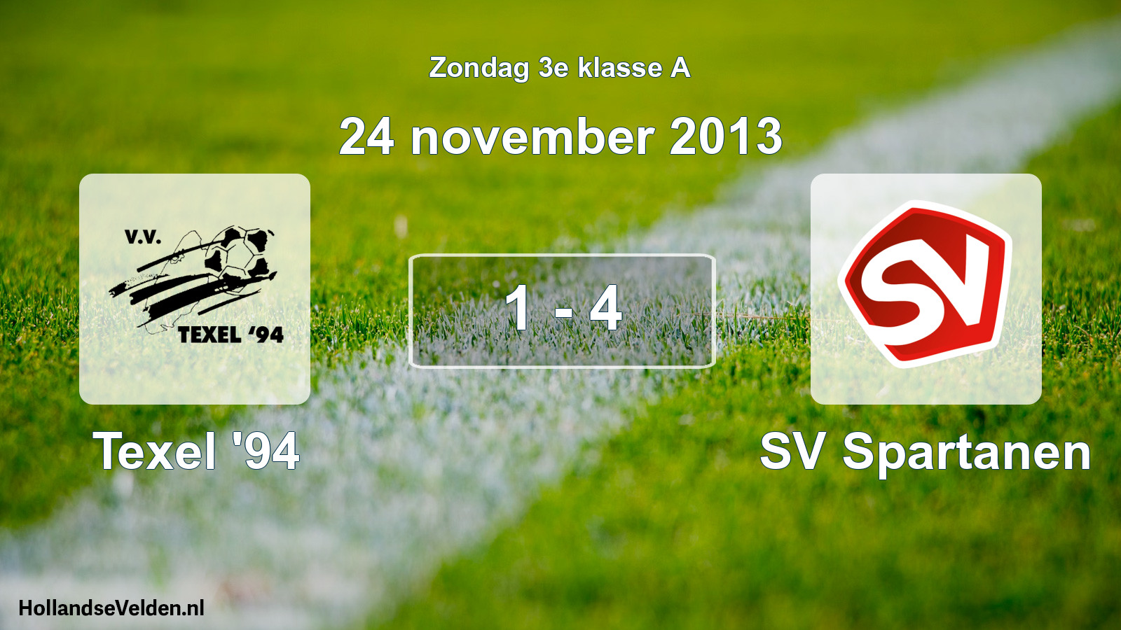 Gespeelde wedstrijd: Texel '94 - SV Spartanen 1 - 4 (24 november 2013)