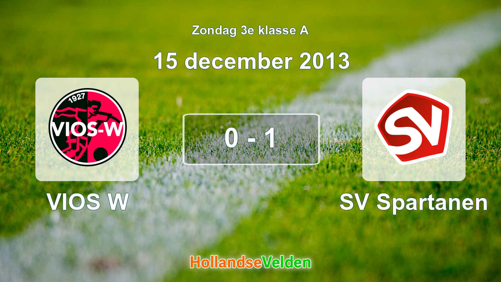 Gespeelde wedstrijd: VIOS W - SV Spartanen 0 - 1 (15 december 2013)