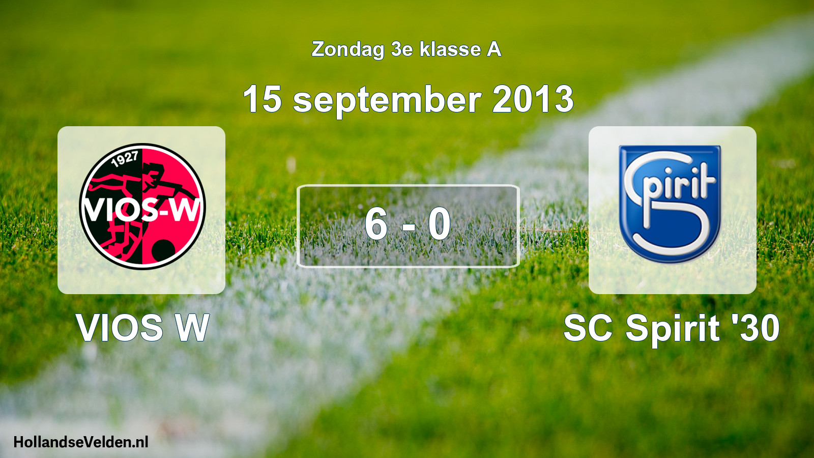 Gespeelde wedstrijd: VIOS W - SC Spirit '30 6 - 0 (15 september 2013)