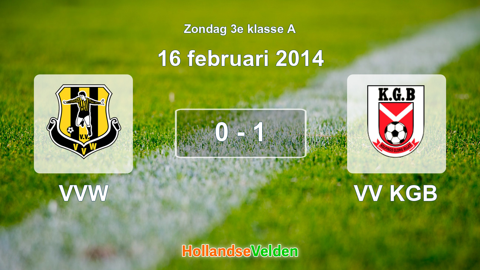 Gespeelde wedstrijd: VVW - VV KGB 0 - 1 (16 februari 2014)