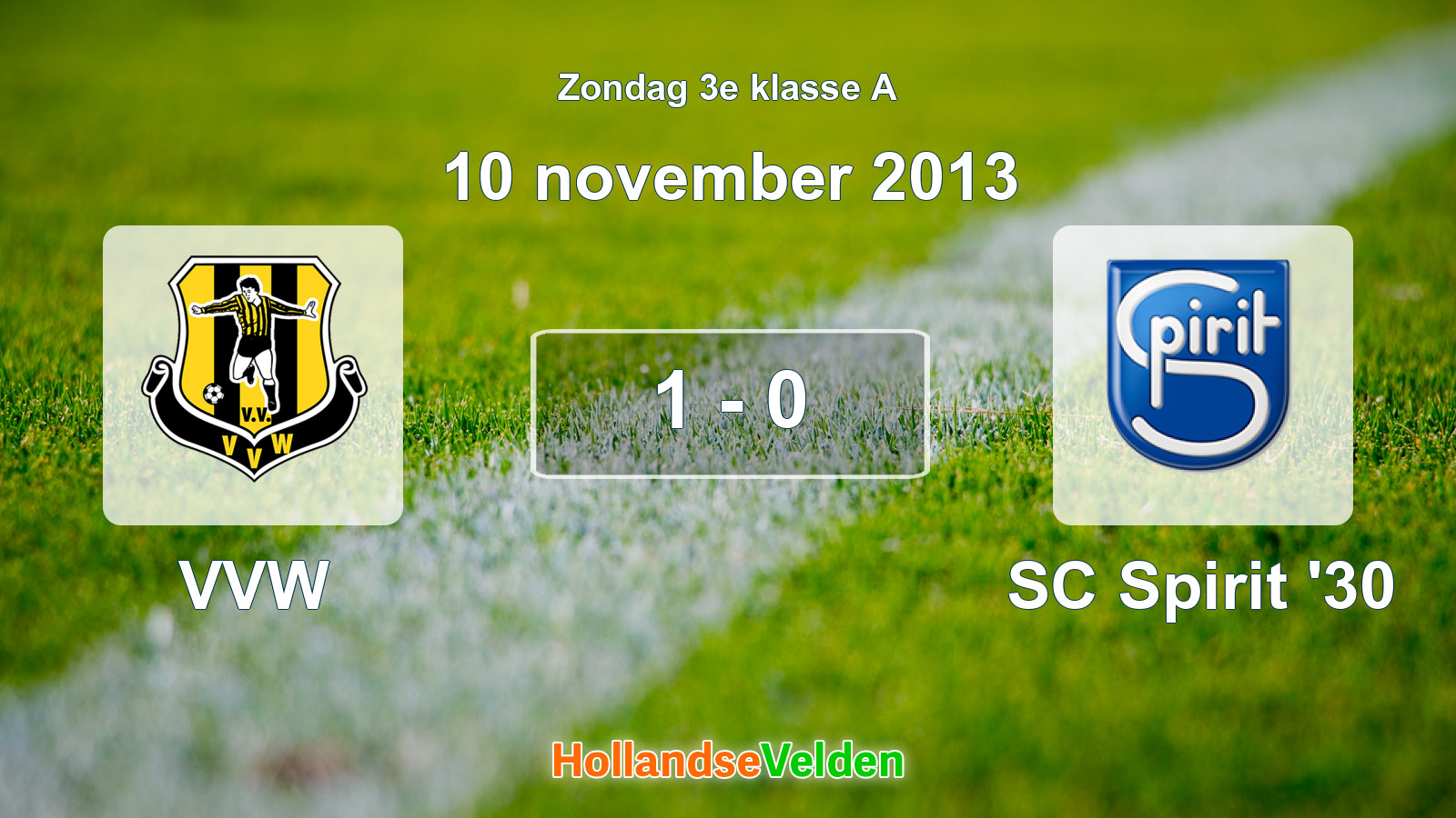 Gespeelde wedstrijd: VVW - SC Spirit '30 1 - 0 (10 november 2013)