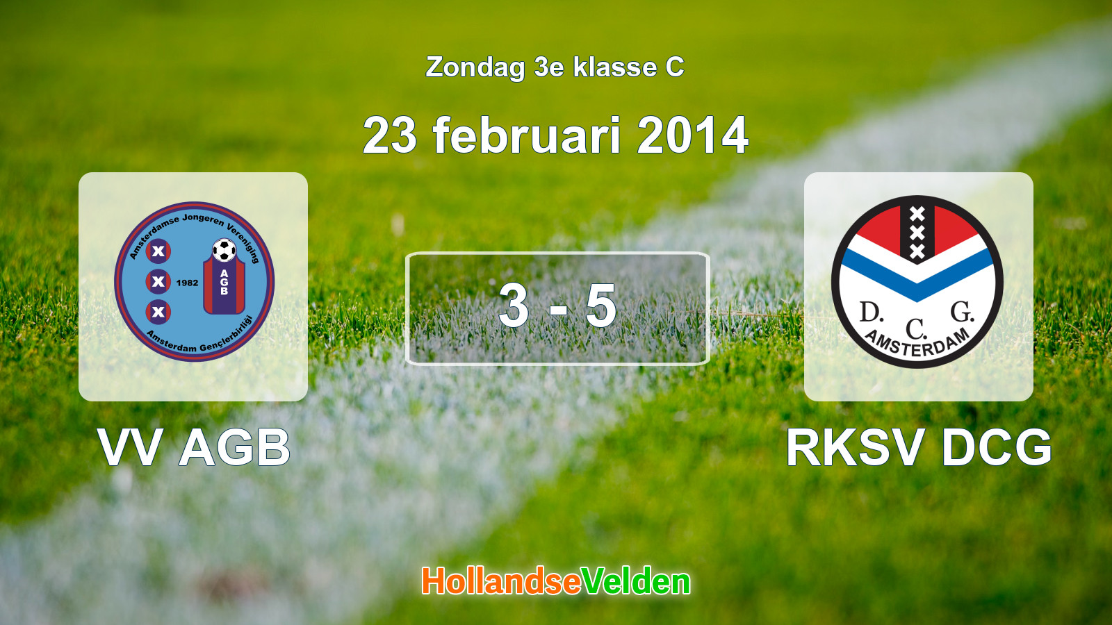 Gespeelde wedstrijd: VV AGB - RKSV DCG 3 - 5 (23 februari 2014)