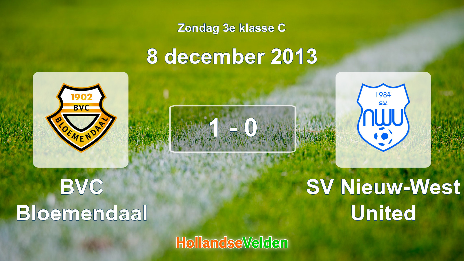 Gespeelde wedstrijd: BVC Bloemendaal - SV Nieuw-West United 1 - 0 (8 december 2013)