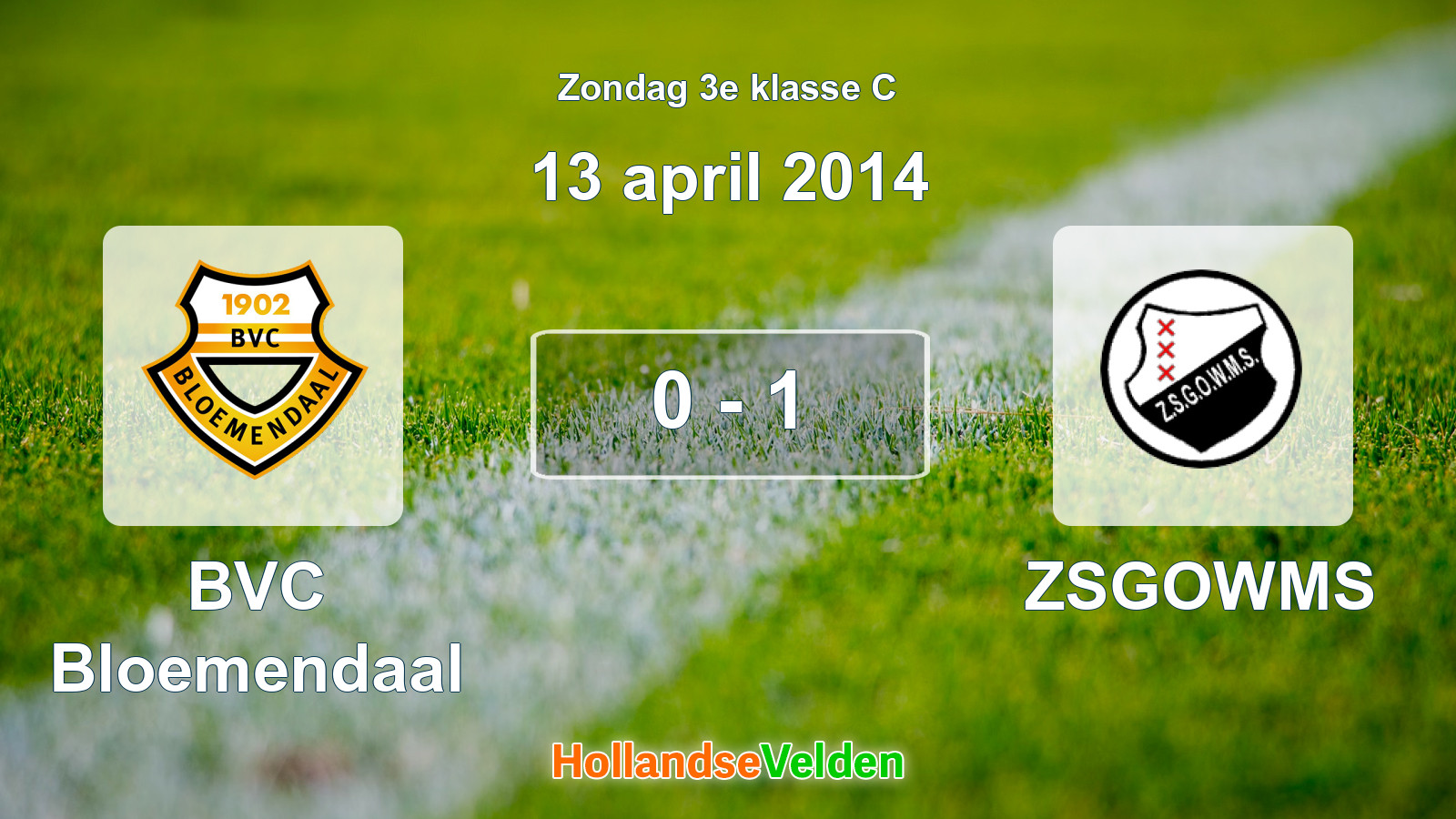 Gespeelde wedstrijd: BVC Bloemendaal - ZSGOWMS 0 - 1 (13 april 2014)
