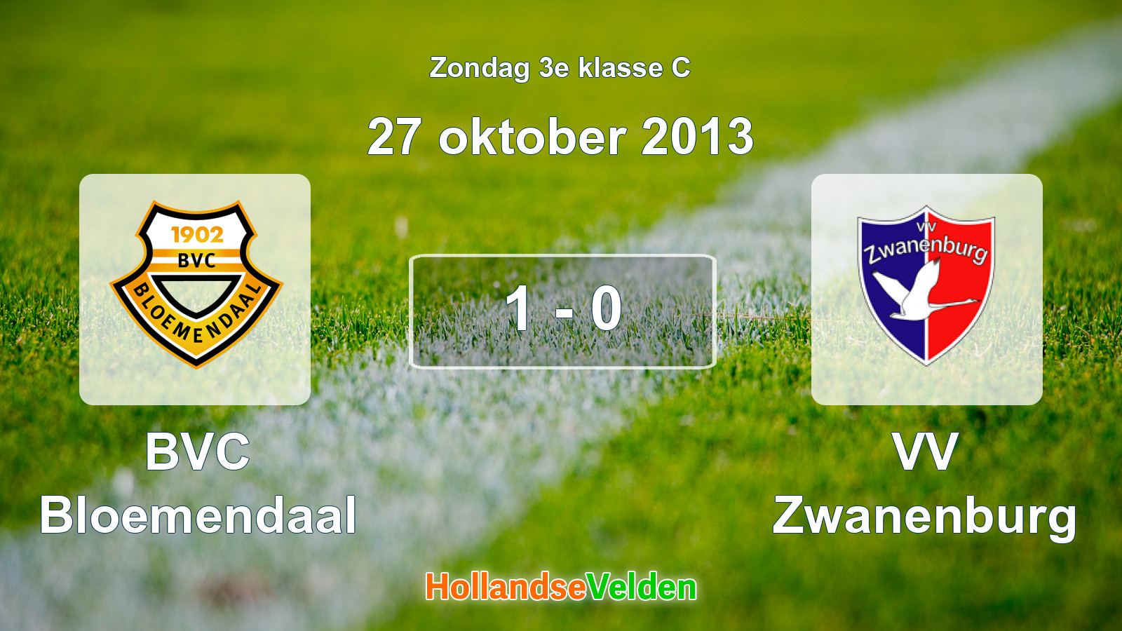 Gespeelde wedstrijd: BVC Bloemendaal - VV Zwanenburg 1 - 0 (27 oktober 2013)
