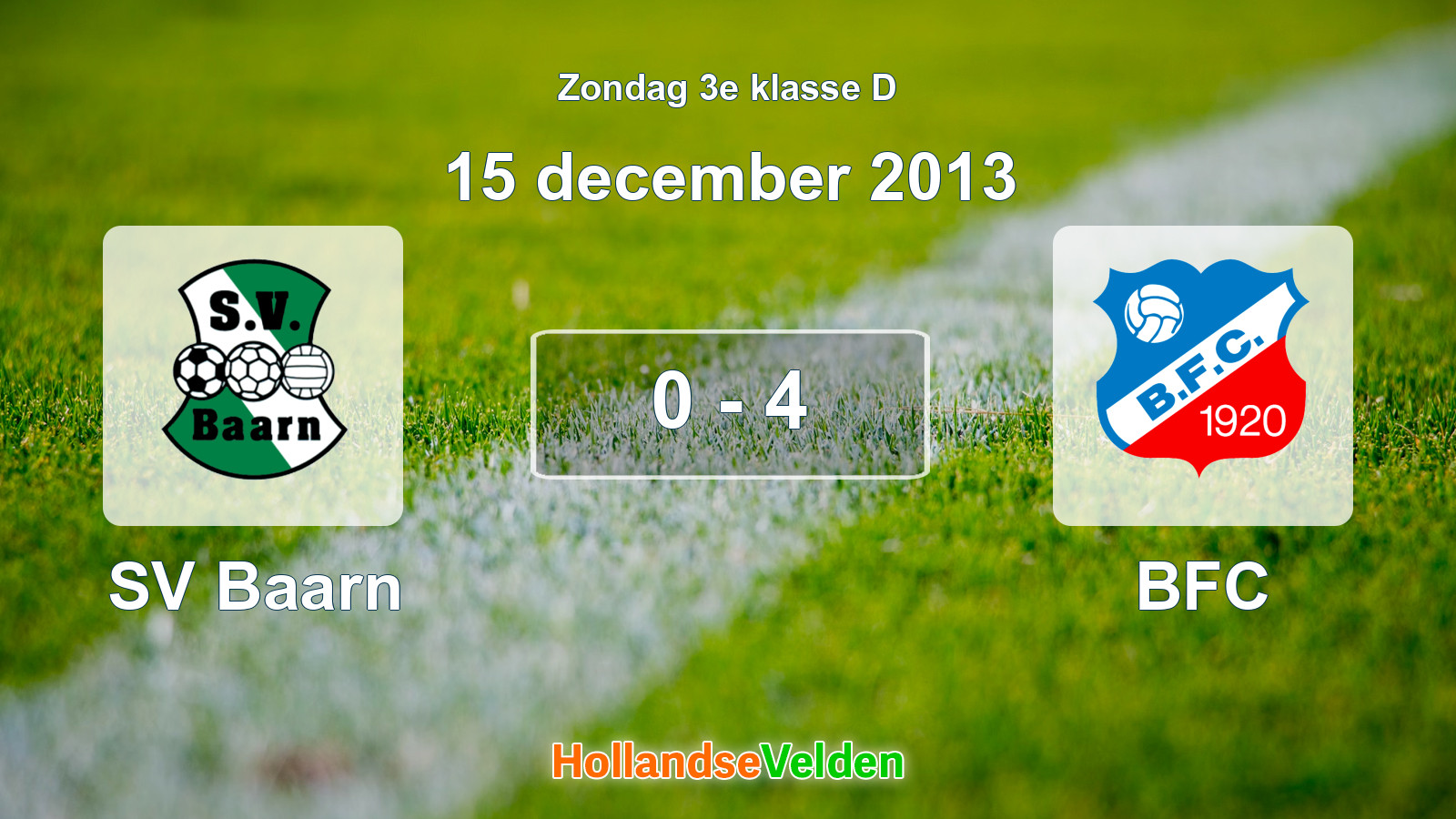 Gespeelde wedstrijd: SV Baarn - BFC 0 - 4 (15 december 2013)
