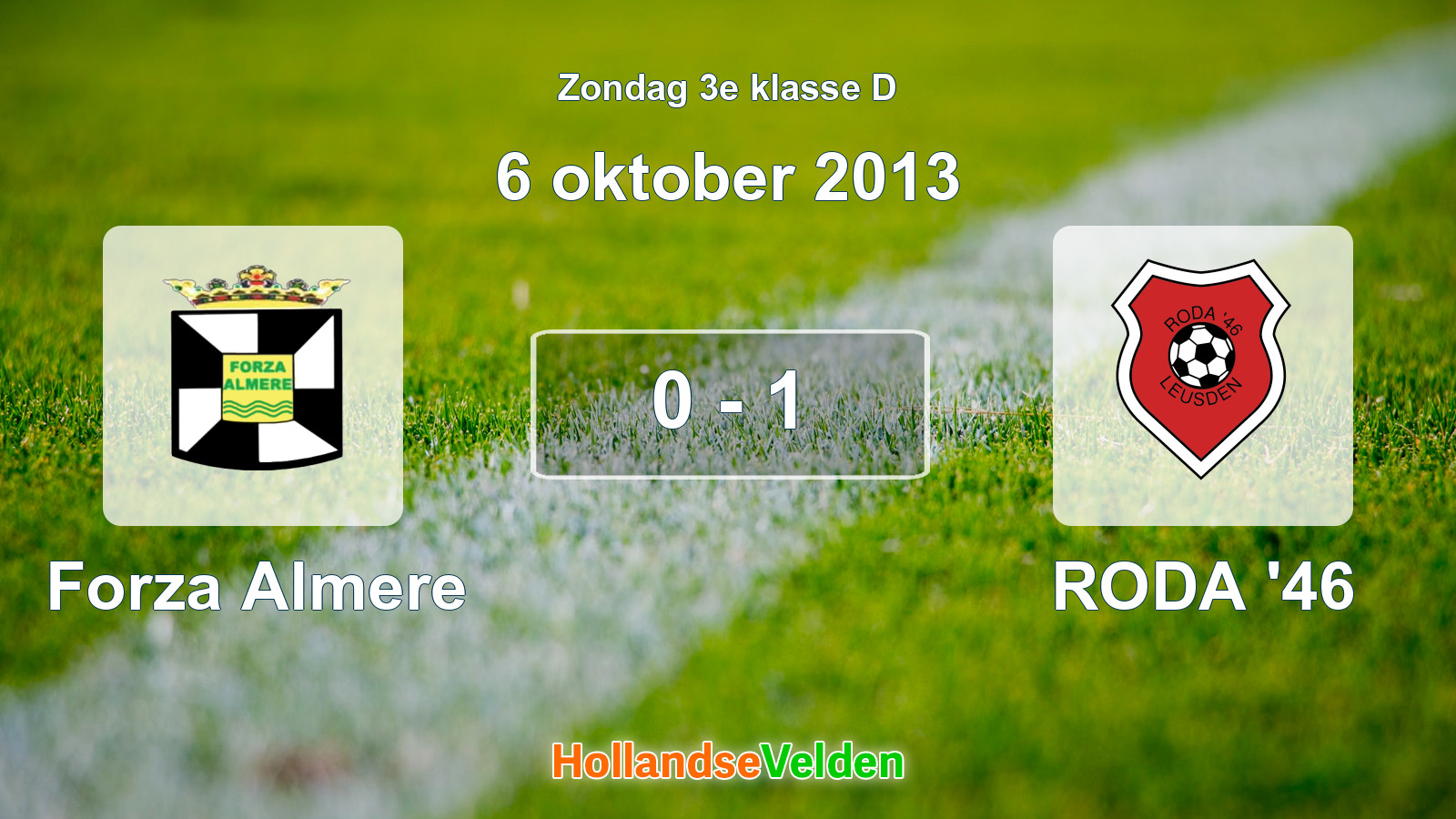 Gespeelde wedstrijd: Forza Almere - RODA '46 0 - 1 (6 oktober 2013)