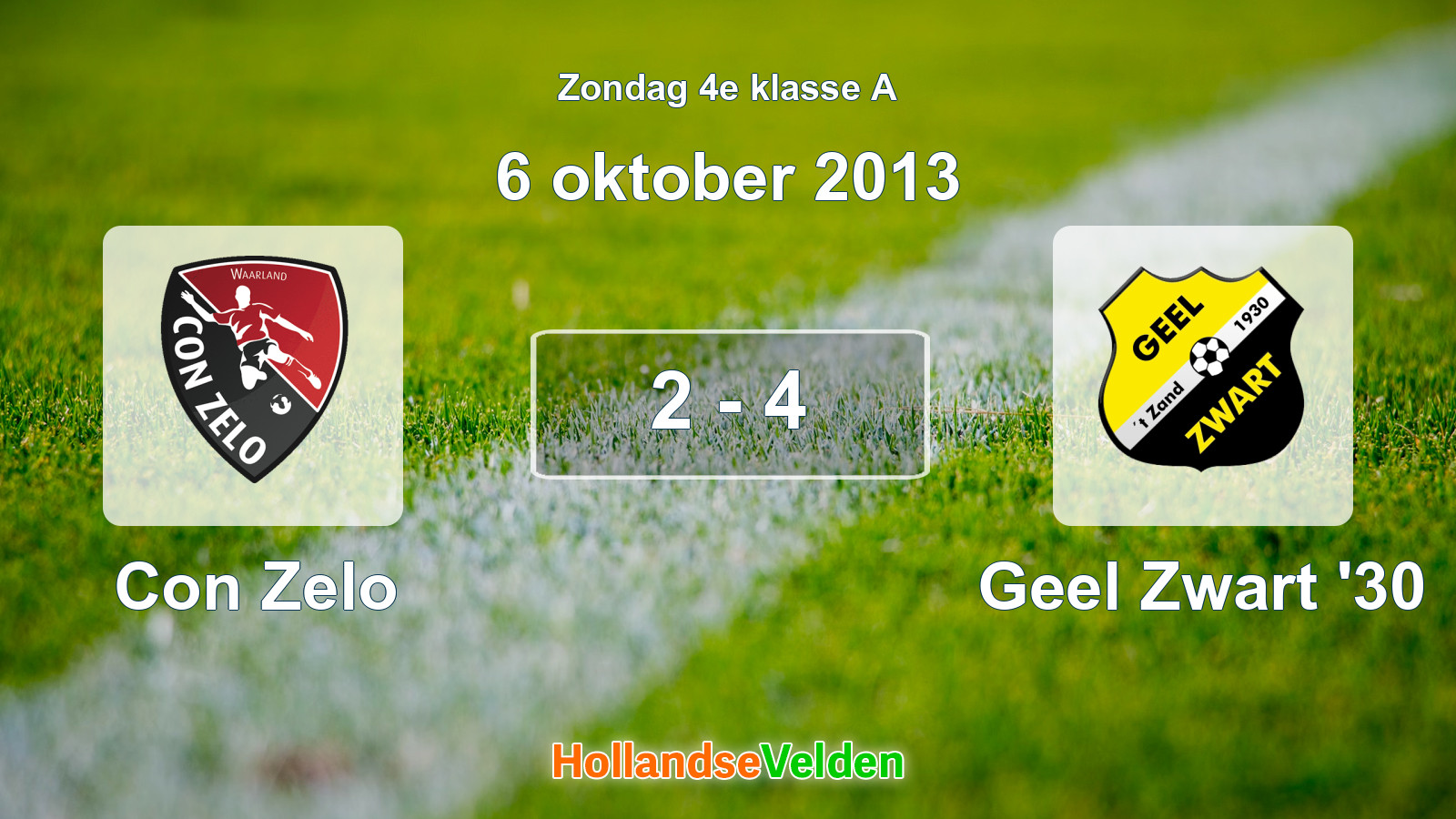 Gespeelde wedstrijd: Con Zelo - Geel Zwart '30 2 - 4 (6 oktober 2013)