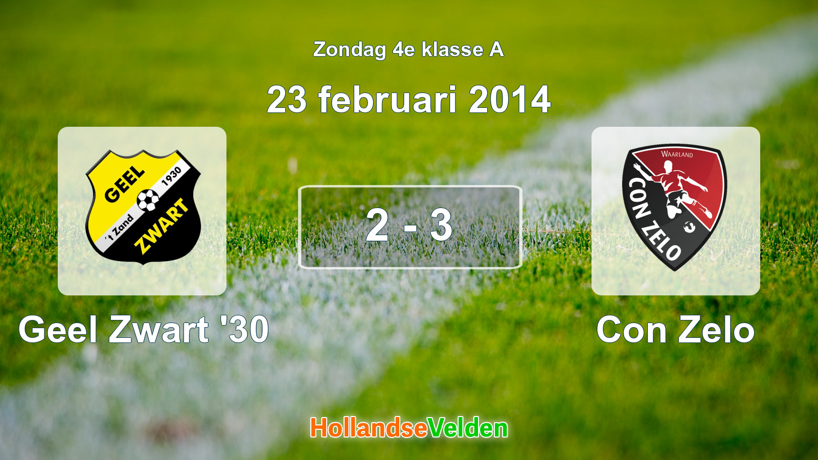 Gespeelde wedstrijd: Geel Zwart '30 - Con Zelo 2 - 3 (23 februari 2014)