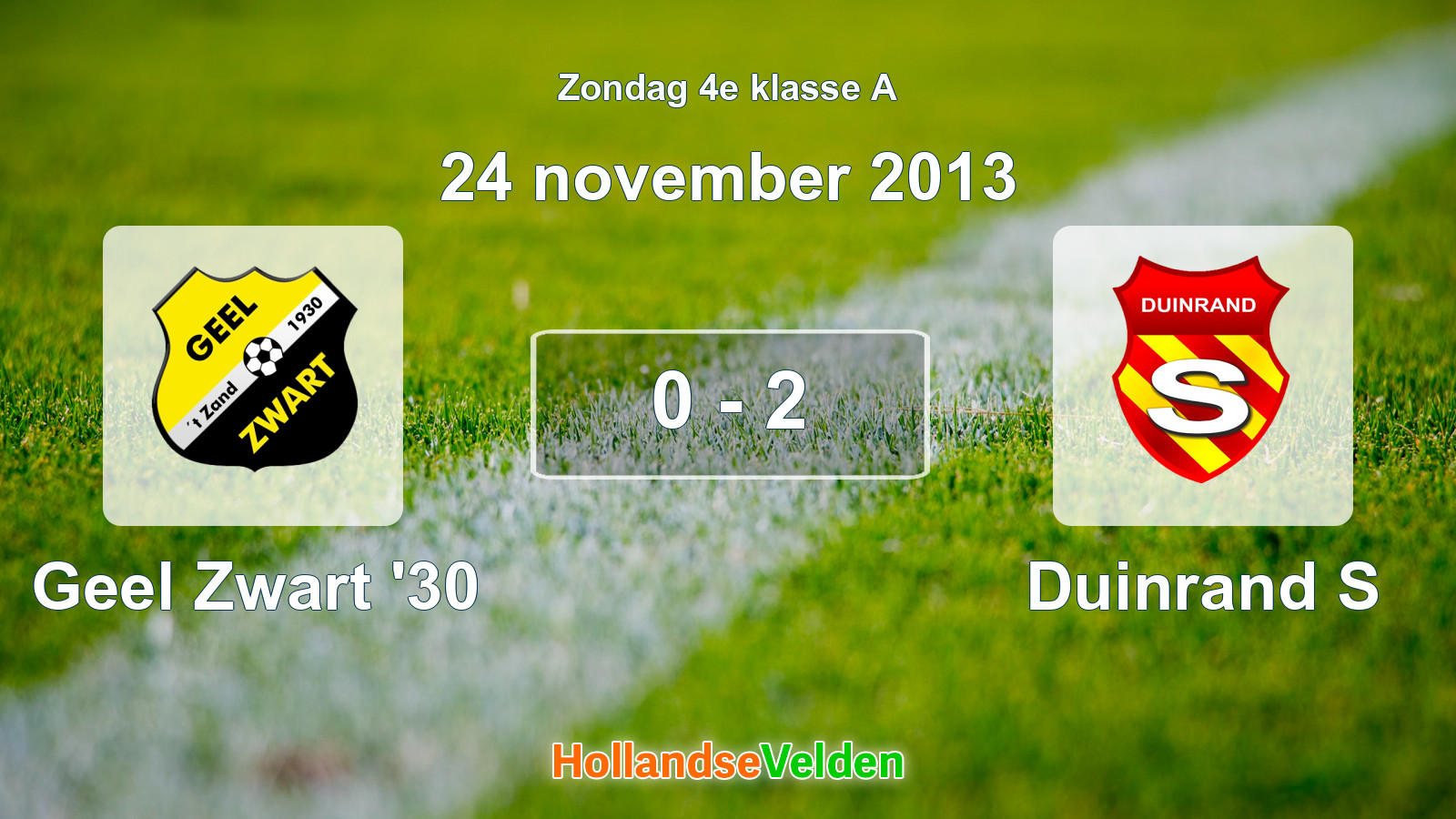 Gespeelde wedstrijd: Geel Zwart '30 - Duinrand S 0 - 2 (24 november 2013)