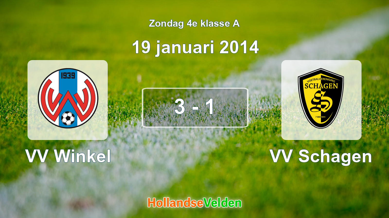 Gespeelde wedstrijd: VV Winkel - VV Schagen 3 - 1 (19 januari 2014)