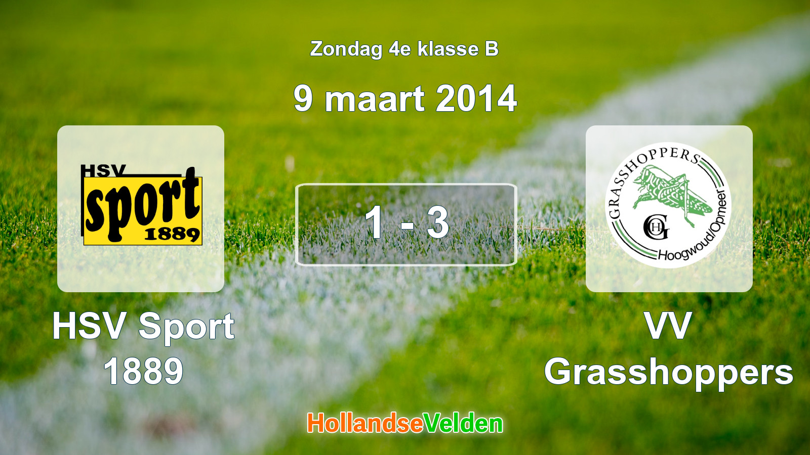 Gespeelde wedstrijd: HSV Sport 1889 - VV Grasshoppers 1 - 3 (9 maart 2014)
