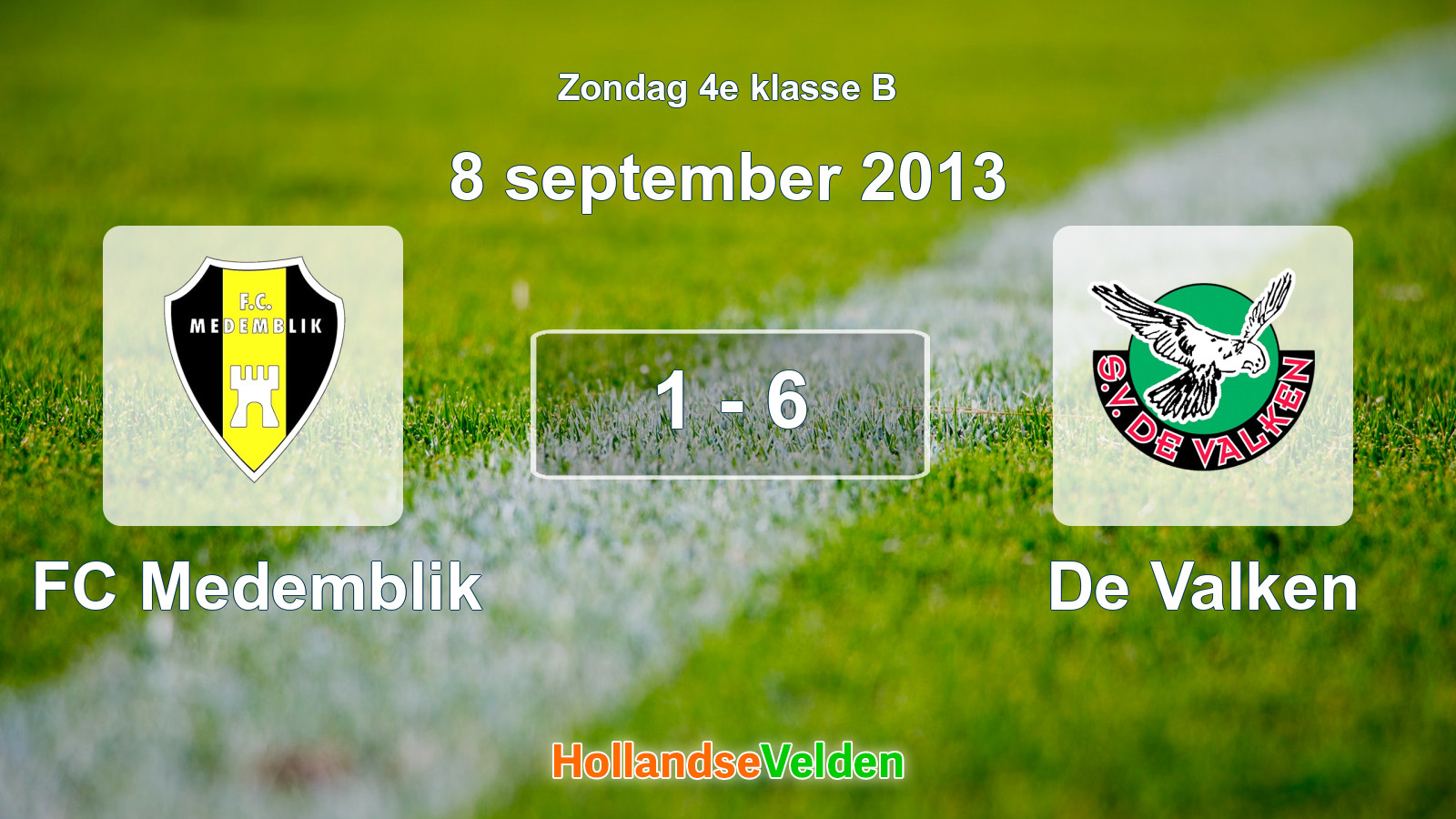 Gespeelde wedstrijd: FC Medemblik - De Valken 1 - 6 (8 september 2013)