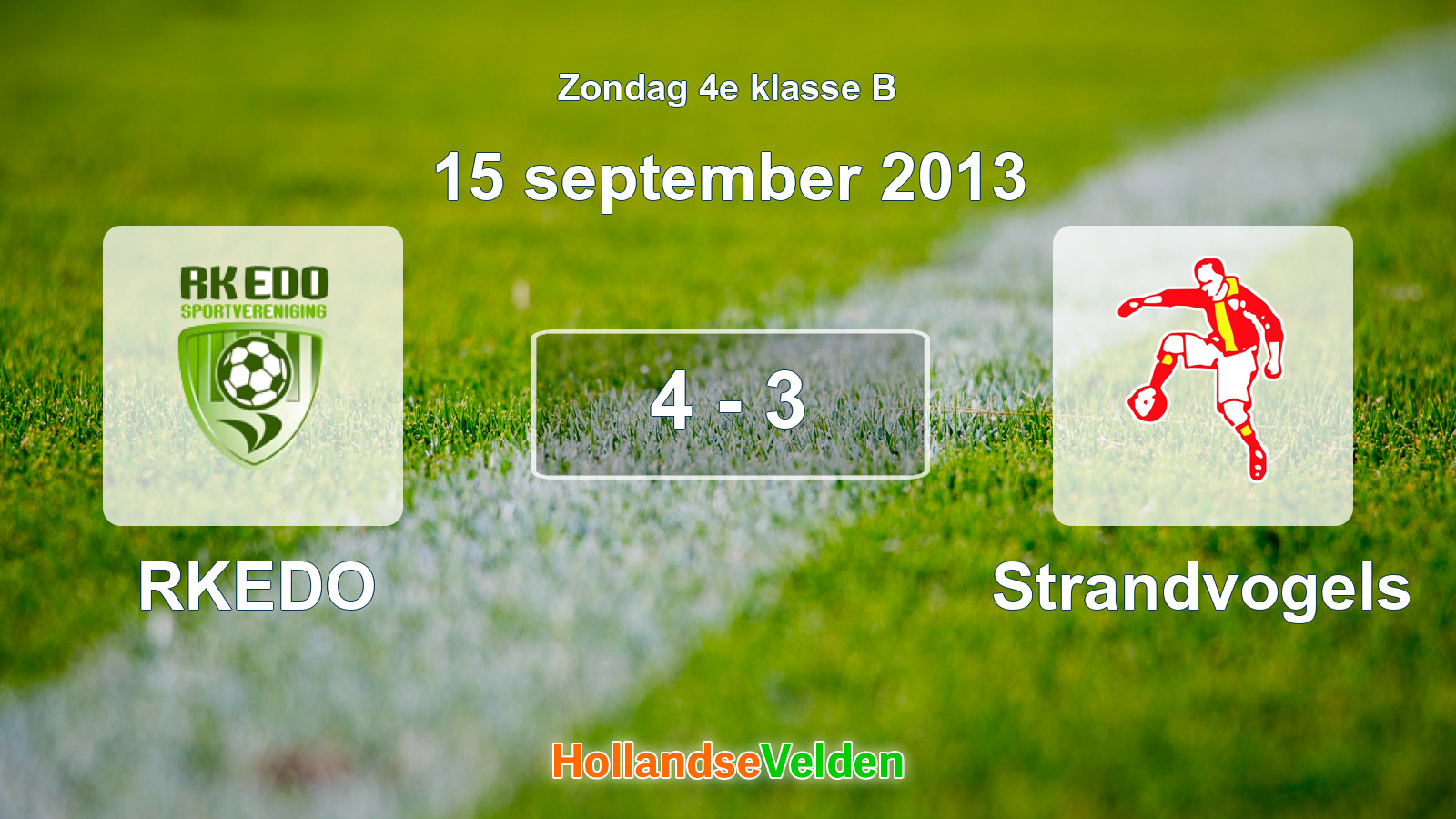 Gespeelde wedstrijd: RKEDO - Strandvogels 4 - 3 (15 september 2013)