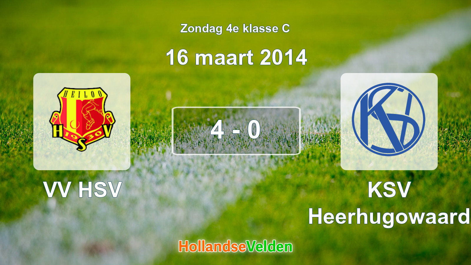 Gespeelde wedstrijd: VV HSV - KSV Heerhugowaard 4 - 0 (16 maart 2014)