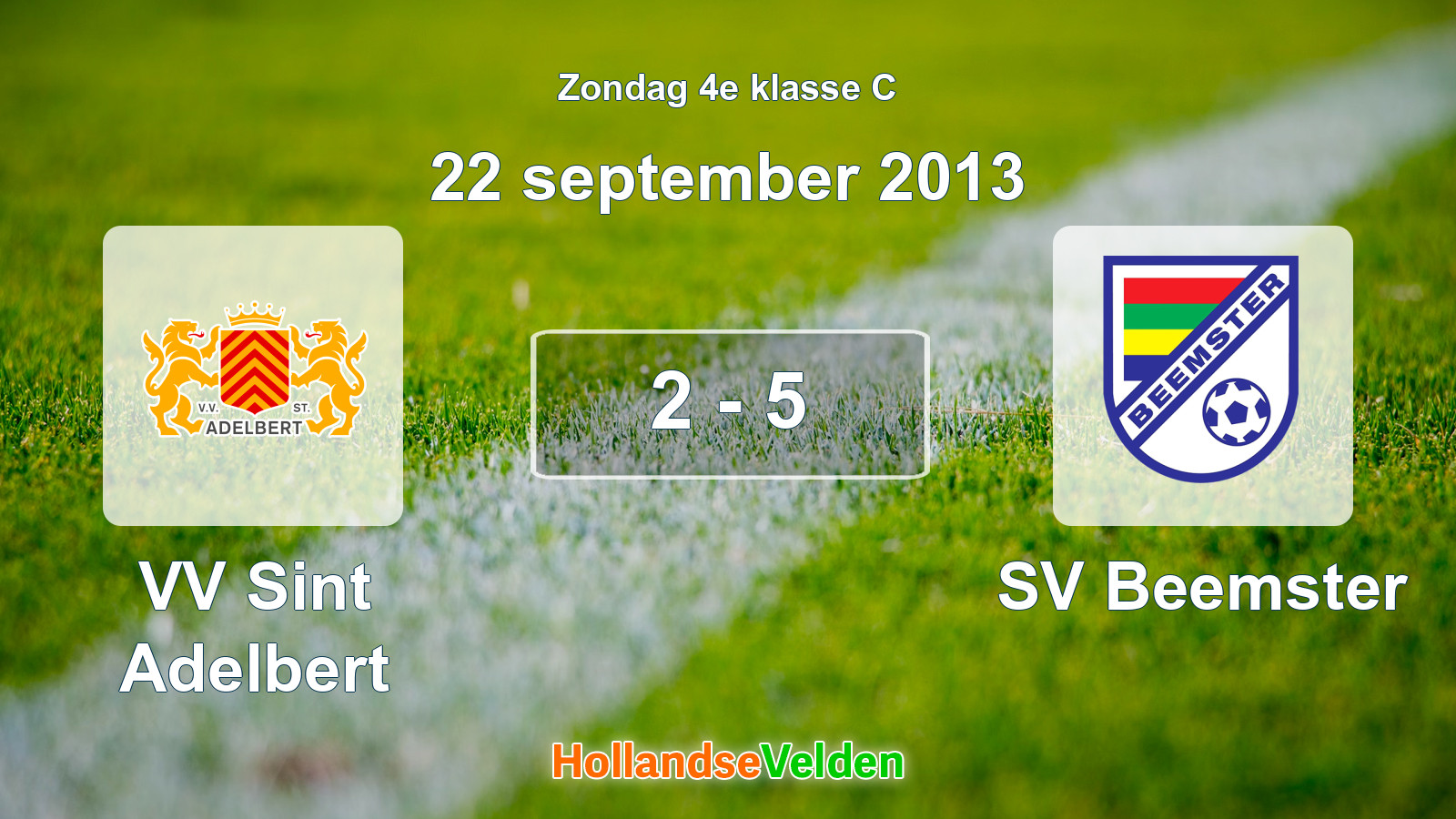 Gespeelde wedstrijd: VV Sint Adelbert - SV Beemster 2 - 5 (22 september 2013)